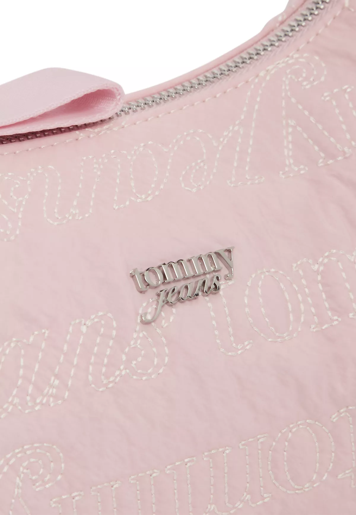Tommy Hilfiger Tommy Hilfiger Kadın İşleme Desenli Kısa Askılı Fermuarlı Pembe Omuz Çantası AW0AW18467-TOP