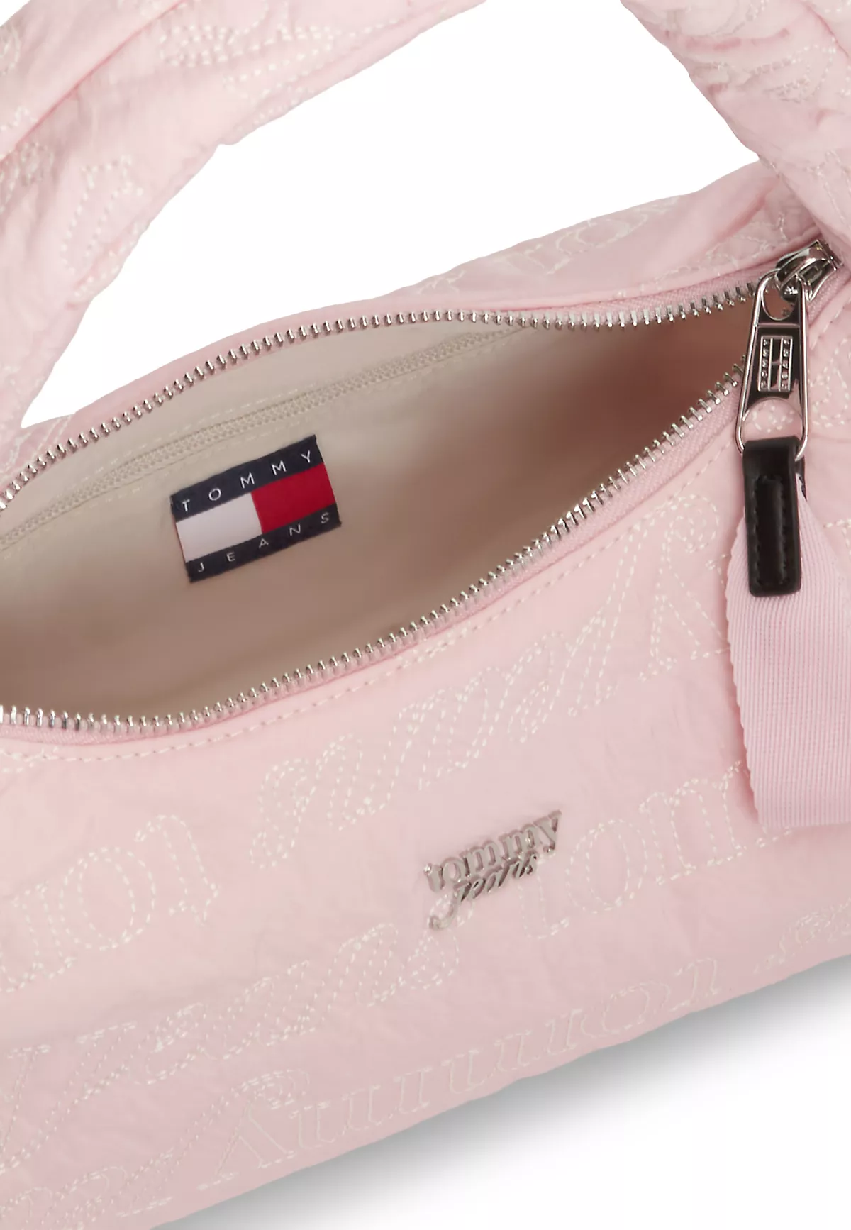 Tommy Hilfiger Tommy Hilfiger Kadın İşleme Desenli Kısa Askılı Fermuarlı Pembe Omuz Çantası AW0AW18467-TOP