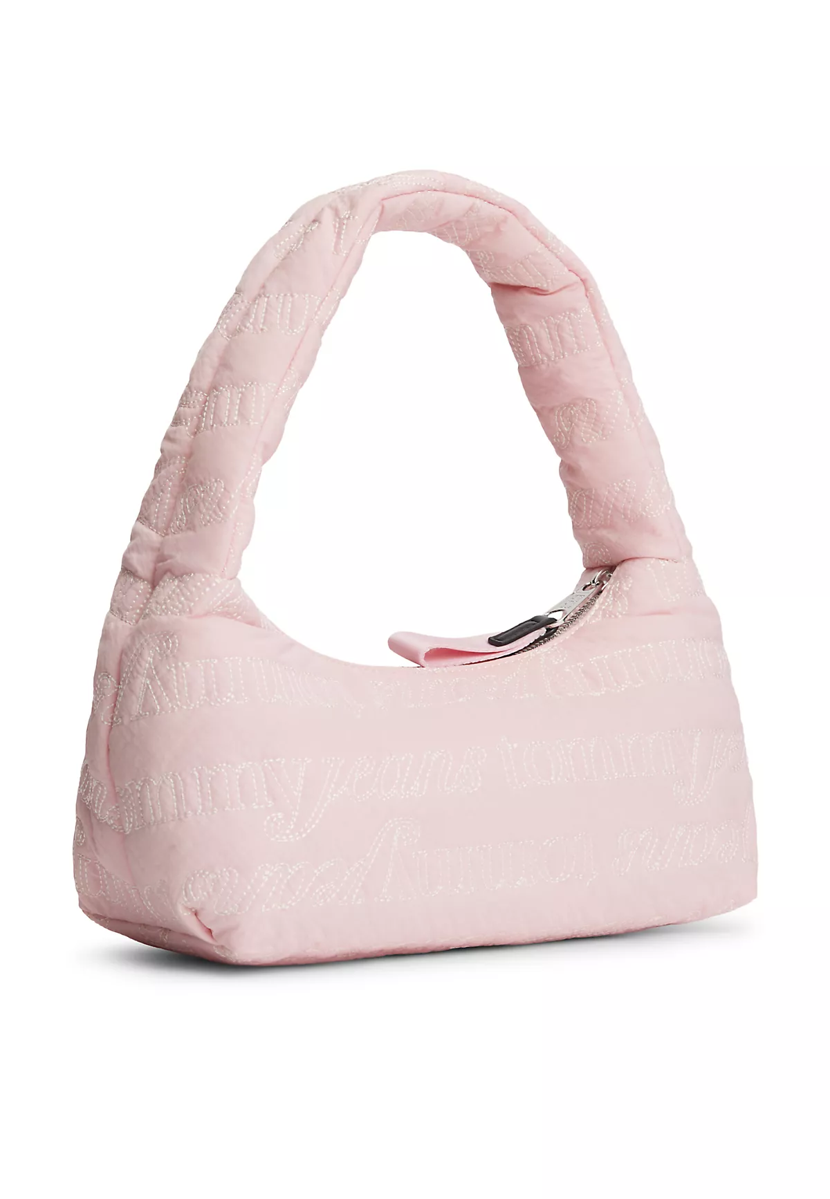 Tommy Hilfiger Tommy Hilfiger Kadın İşleme Desenli Kısa Askılı Fermuarlı Pembe Omuz Çantası AW0AW18467-TOP