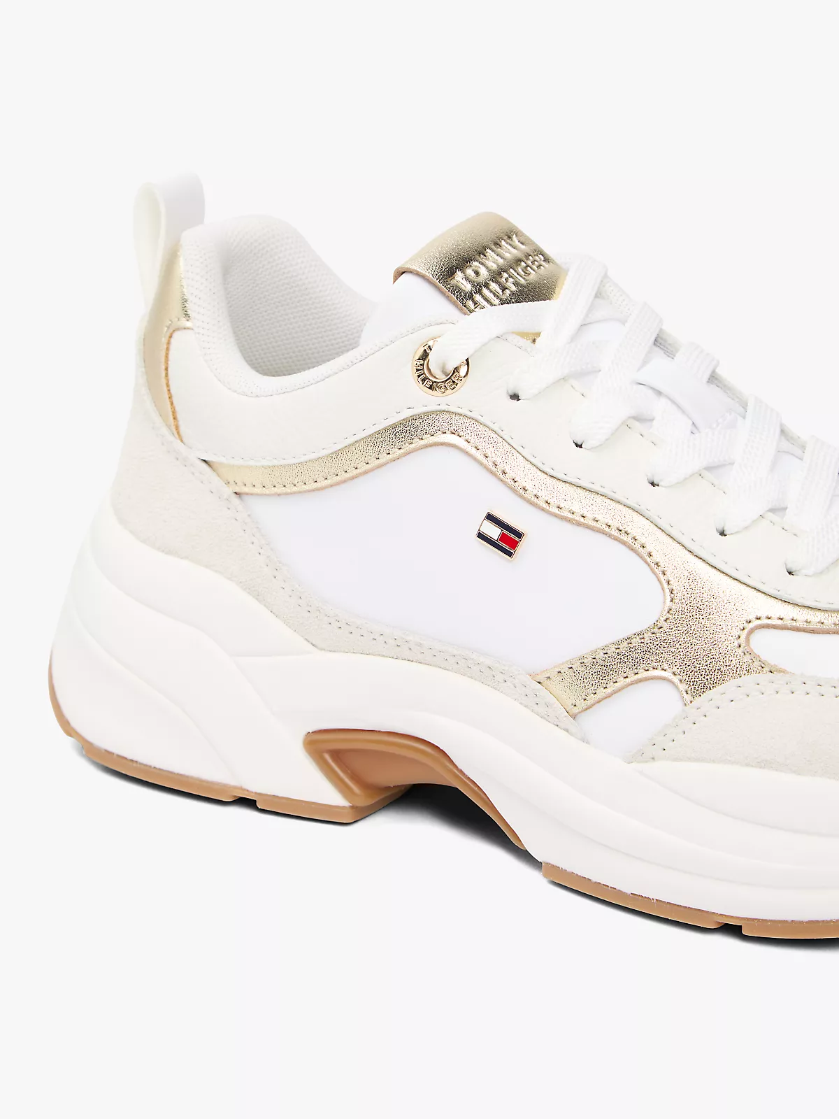 Tommy Hilfiger Tommy Hilfiger Kadın Kalın Topuk Deri Bağcıklı Rahat Taban Altın Sneaker FW0FW09204-0HU