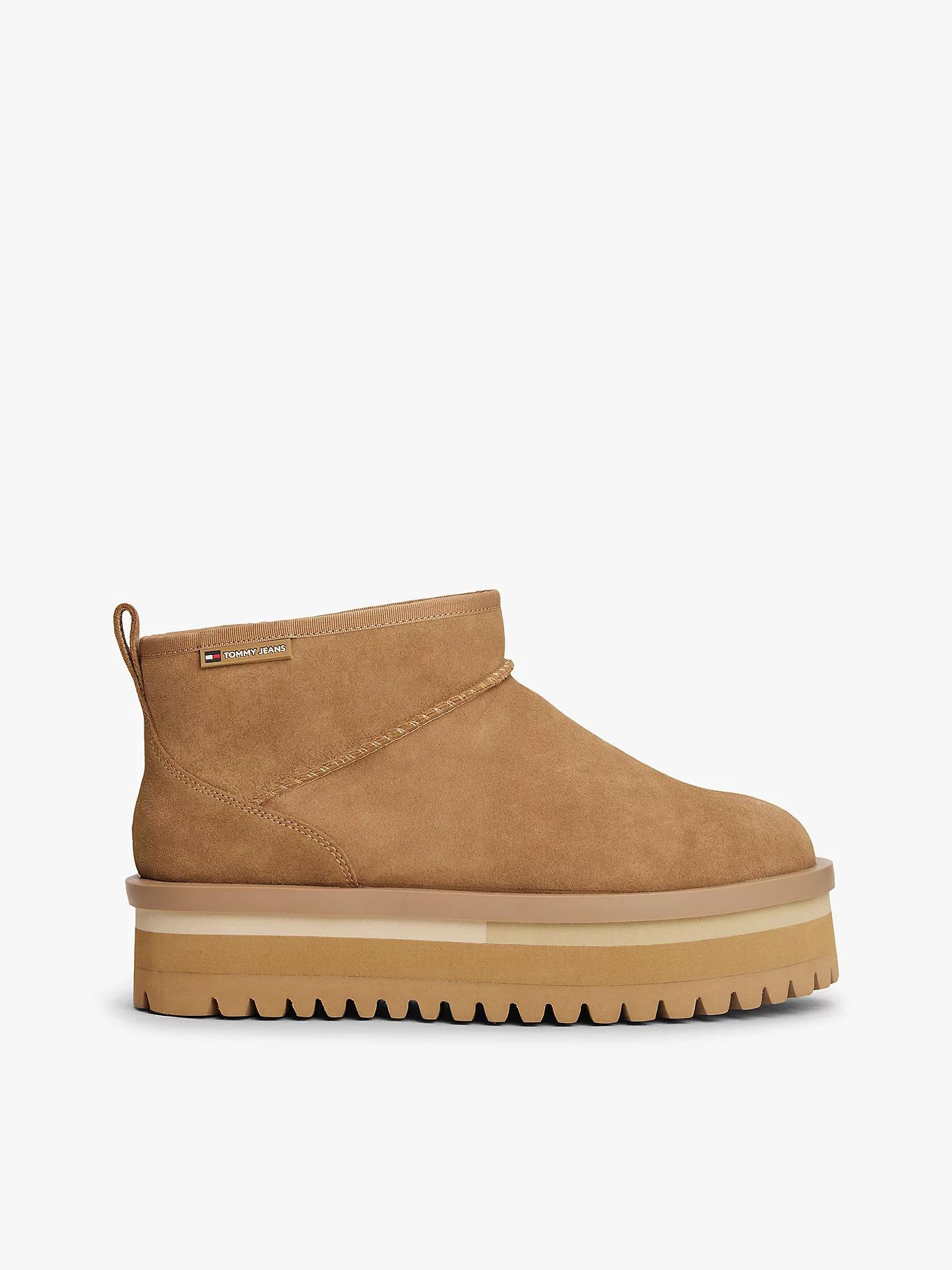 Tommy Hilfiger Tommy Hilfiger Kadın Kalın Taban Süet Deri Üst Yüzeyli İçi Kürklü Bej Bot & Bootie EN0EN02841-RBH