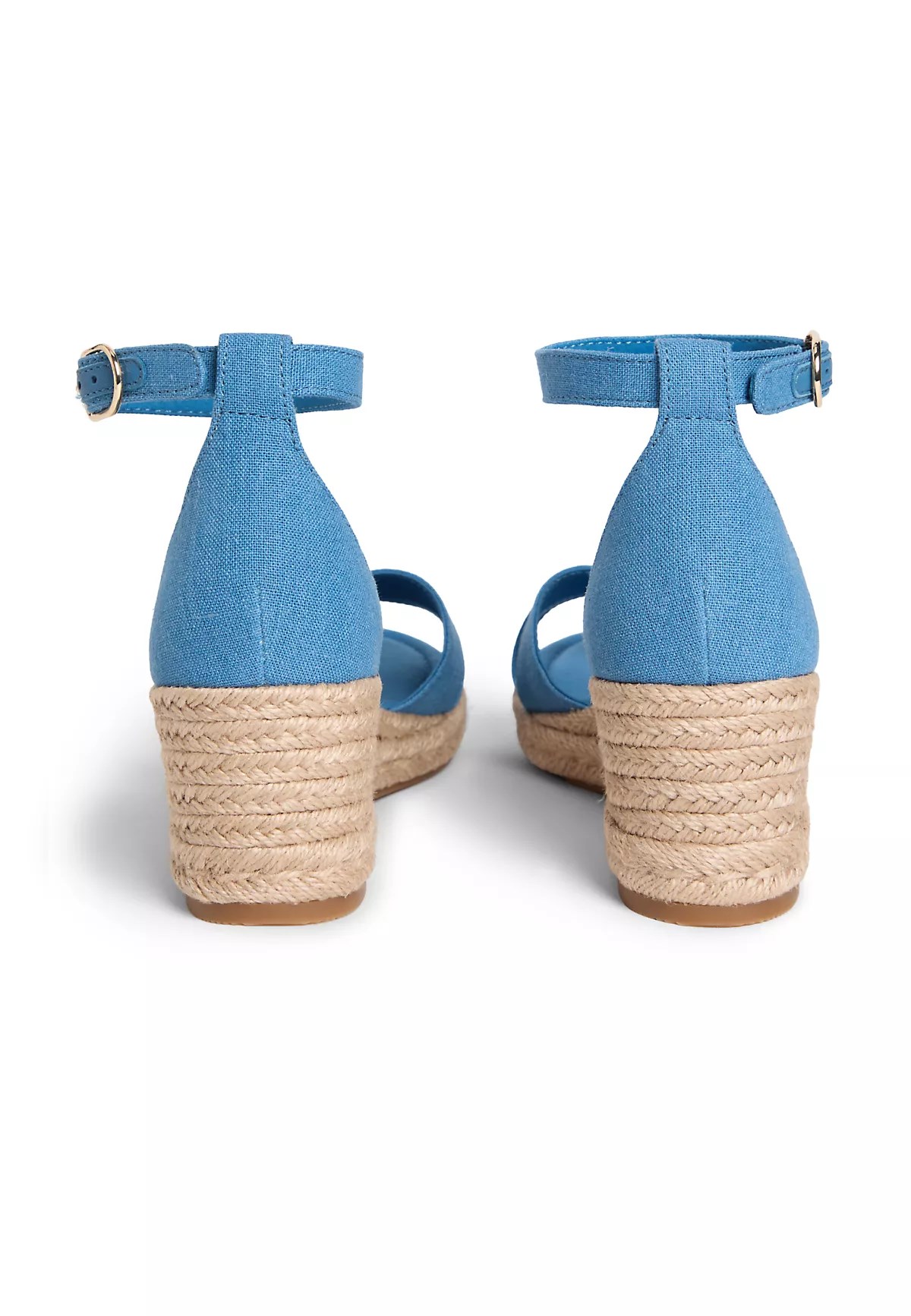 Tommy Hilfiger Tommy Hilfiger Kadın Kenevir Kumaş Çapraz Askılı Dolgu Topuklu Mavi Sandalet FW0FW09332-CZQ