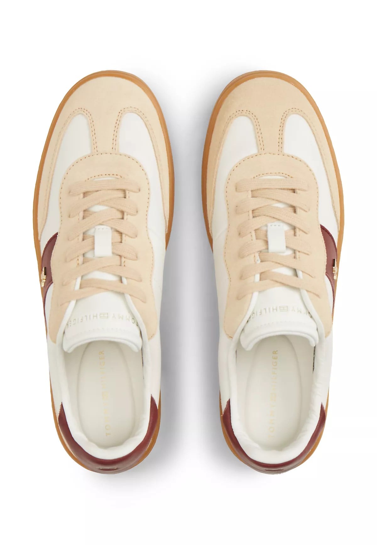 Tommy Hilfiger Tommy Hilfiger Kadın Kontrast Renk Geçişli Süet Detaylı Düşük Bilekli Hakiki Deri Kahverengi-Beyaz Sneaker FW0FW09497-0KS