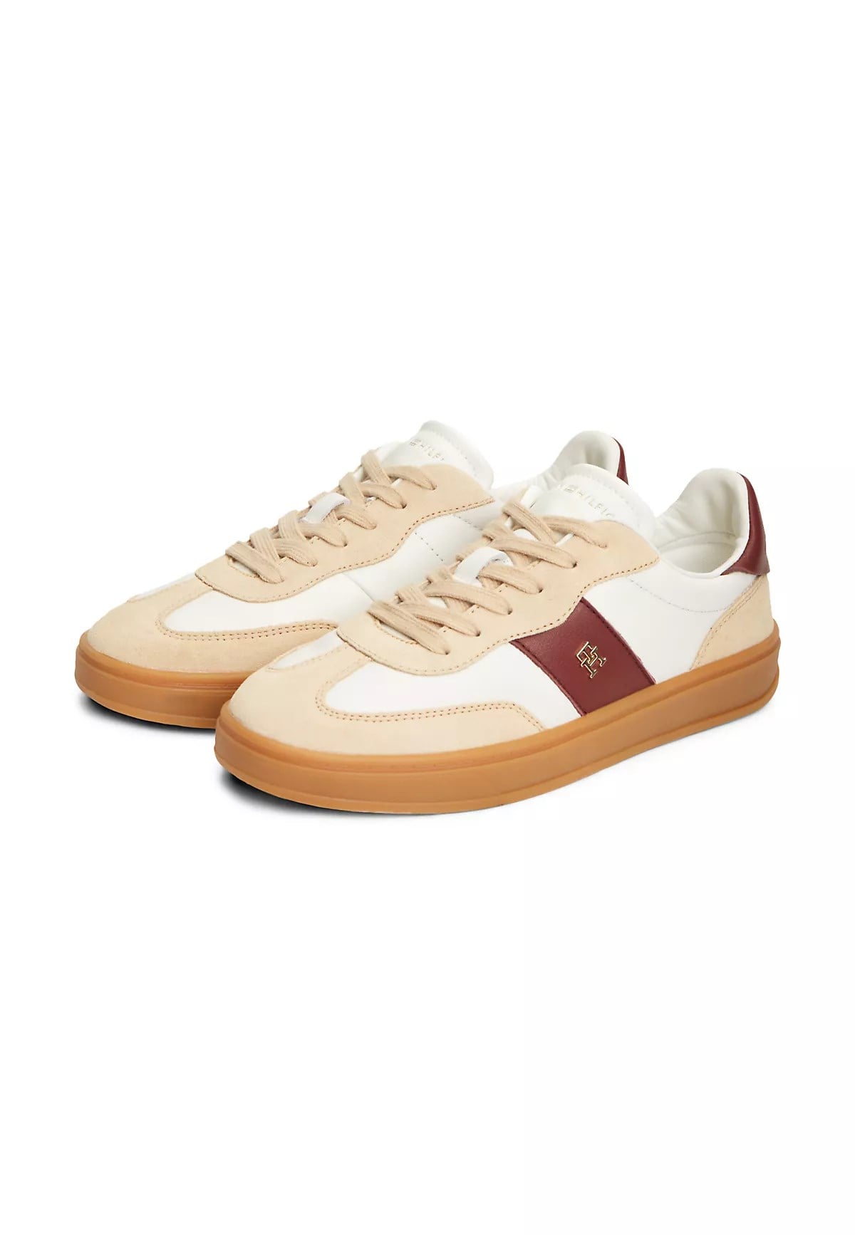 Tommy Hilfiger Tommy Hilfiger Kadın Kontrast Renk Geçişli Süet Detaylı Düşük Bilekli Hakiki Deri Kahverengi-Beyaz Sneaker FW0FW09497-0KS