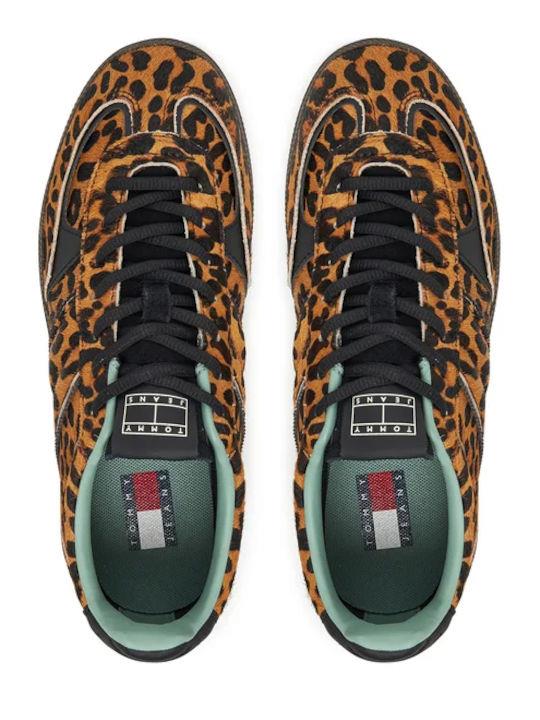 Tommy Hilfiger Tommy Hilfiger Kadın Leopar Desenli Düşük Bilekli Rahat Taban Kahverengi Sneaker EN0EN02904-0K7