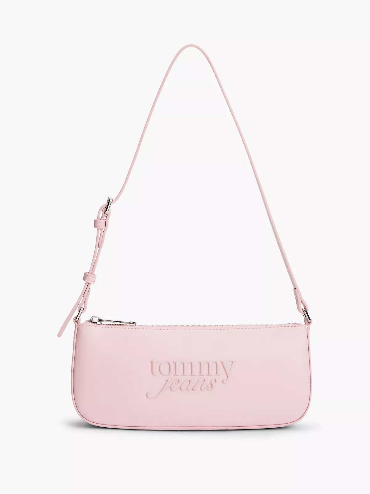 Tommy Hilfiger Tommy Hilfiger Kadın Logo Kabartmalı Ayarlanabilir Askılı Fermuarlı Pembe Omuz Çantası AW0AW18449-TOP