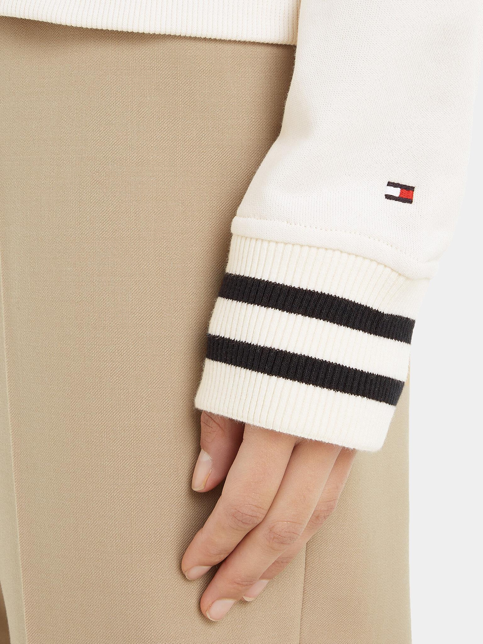 Tommy Hilfiger Tommy Hilfiger Kadın Logolu Desenli Uzun Kollu Günlük Kullanım Ekru Sweatshirt WW0WW39369-AC0