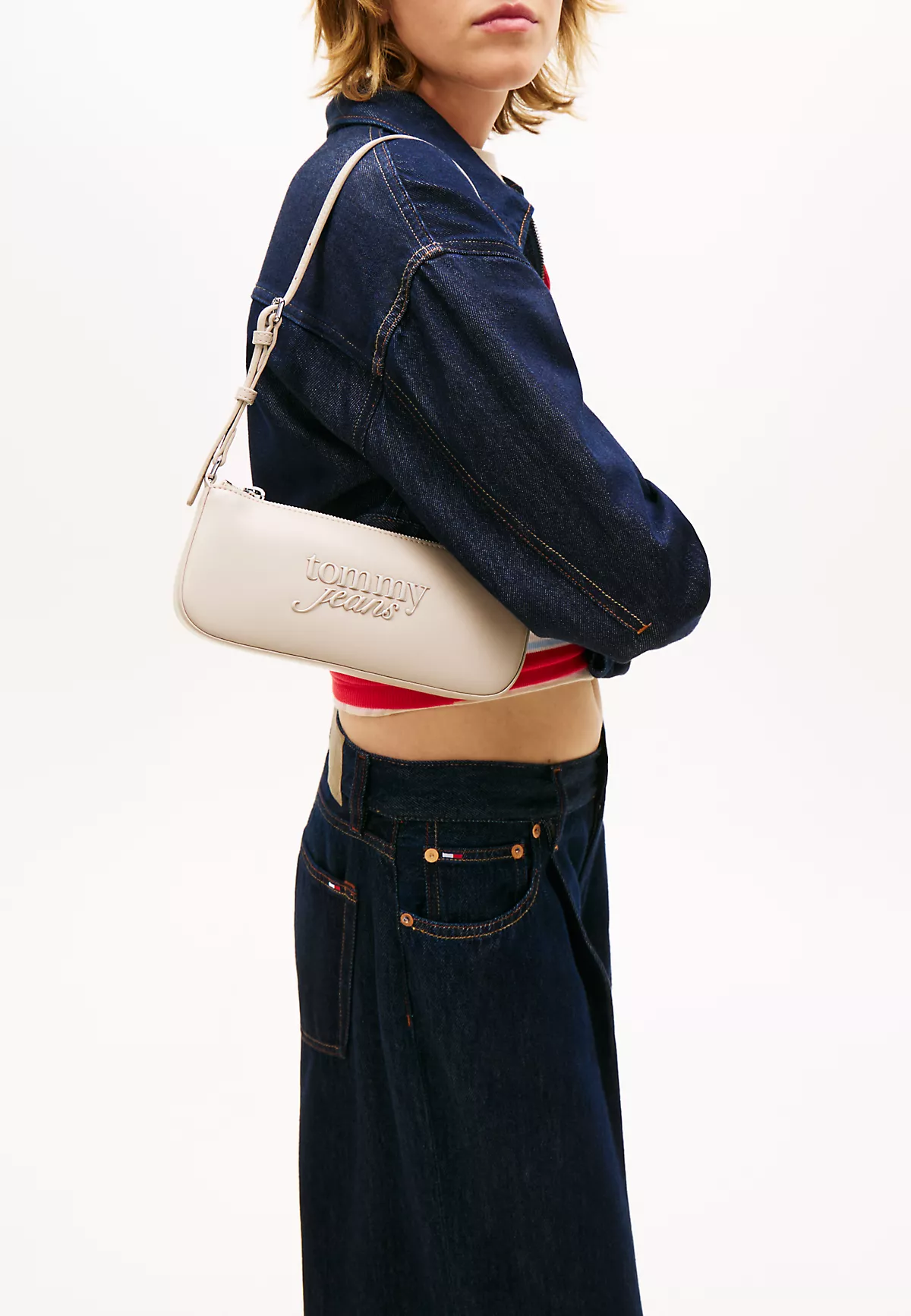 Tommy Hilfiger Tommy Hilfiger Kadın Logo Kabartmalı Ayarlanabilir Askılı Fermuarlı Bej Omuz Çantası AW0AW18449-AEP