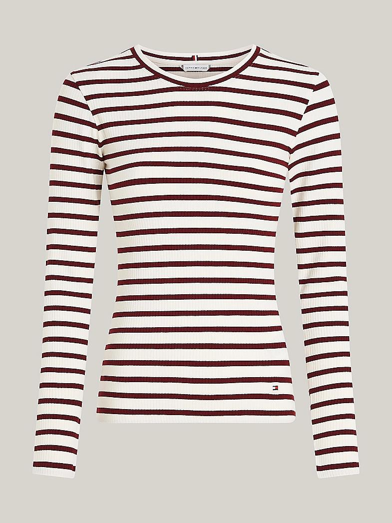 Tommy Hilfiger Tommy Hilfiger Kadın Marka Logolu Uzun Kollu Slim Fit Bej T-Shirt WW0WW40592-0FC
