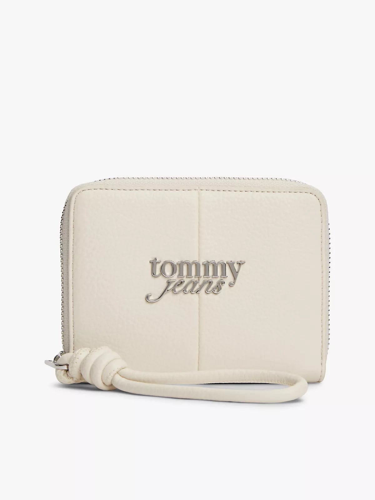 Tommy Hilfiger Tommy Hilfiger Kadın Metalik Logo Kabartmalı Fermuarlı Kart Bölmeli Bej Cüzdan AW0AW18446-ACG