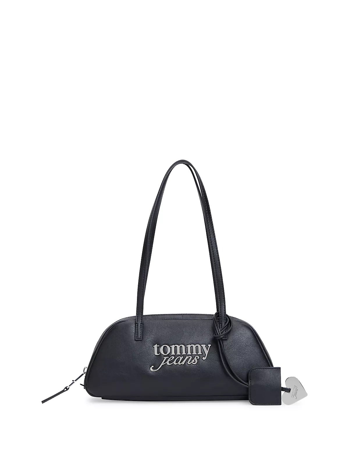 Tommy Hilfiger Tommy Hilfiger Kadın Metalik Logo İmzalı Uzun Askılı Fermuarlı İç Cepli Siyah Omuz Çantası AW0AW18787-BDS