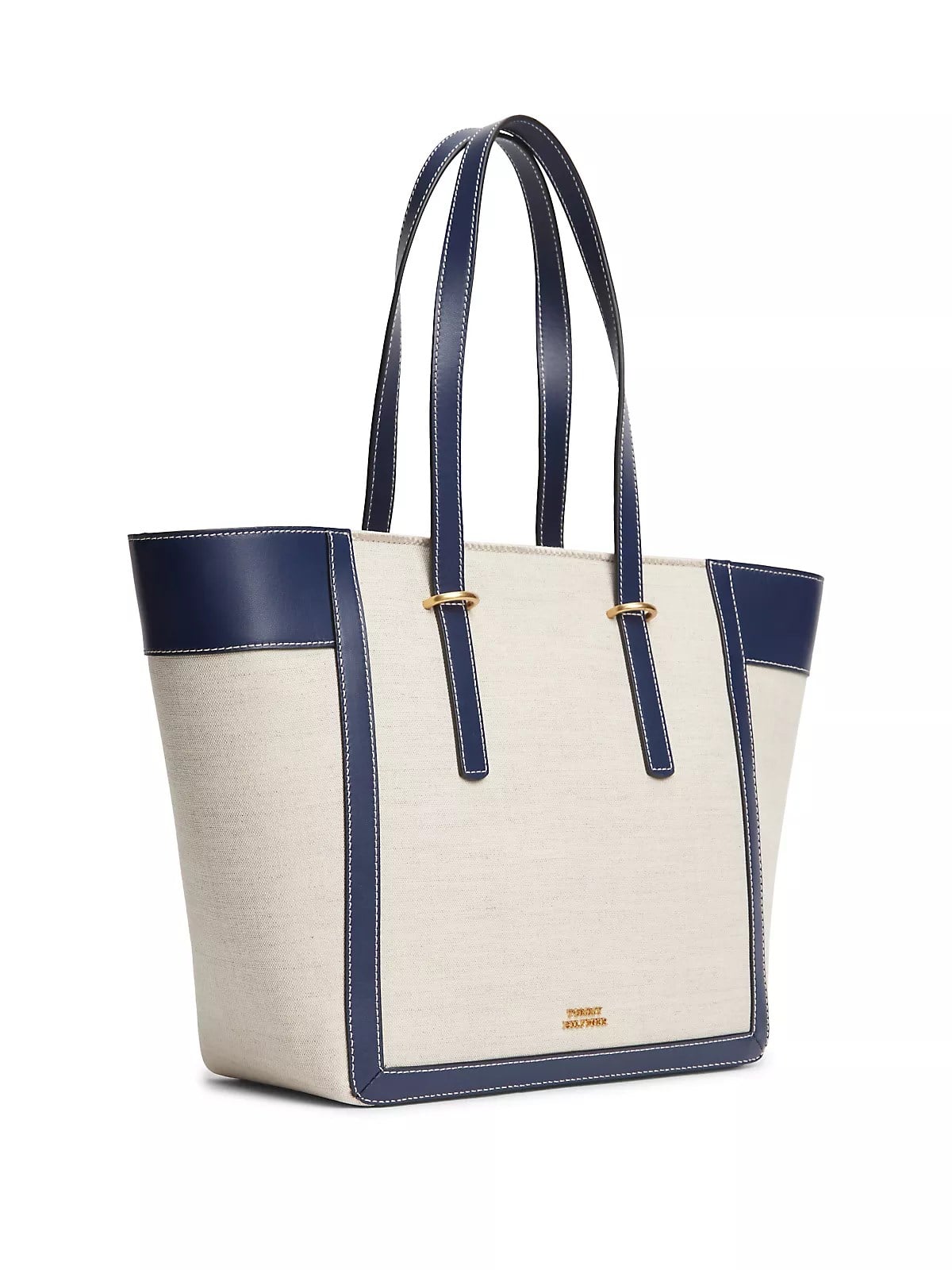 Tommy Hilfiger Tommy Hilfiger Kadın Metal Logo Fermuar Kapama Deri Kısa Kulp Lacivert Omuz Çantası AW0AW18829-DW6