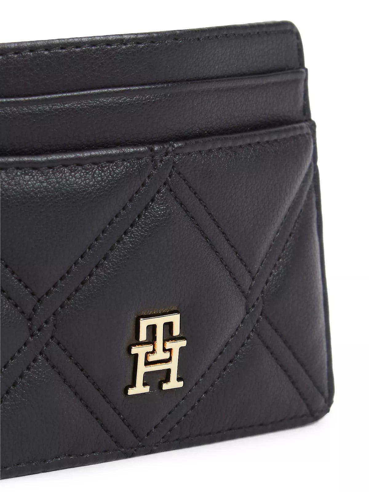 Tommy Hilfiger Tommy Hilfiger Kadın Metalik TH Logolu Dikiş Detaylı Suni Deri Siyah Kartlık AW0AW18700-BDS