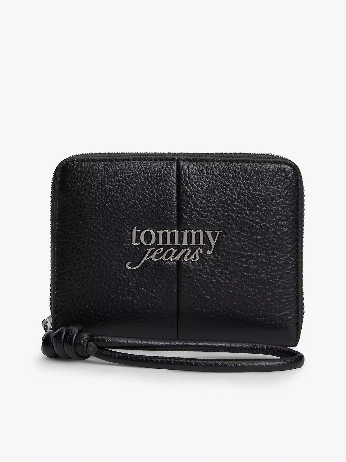 Tommy Hilfiger Tommy Hilfiger Kadın Metalik Logo Kabartmalı Fermuarlı Kart Bölmeli Siyah Cüzdan AW0AW18446-BDS