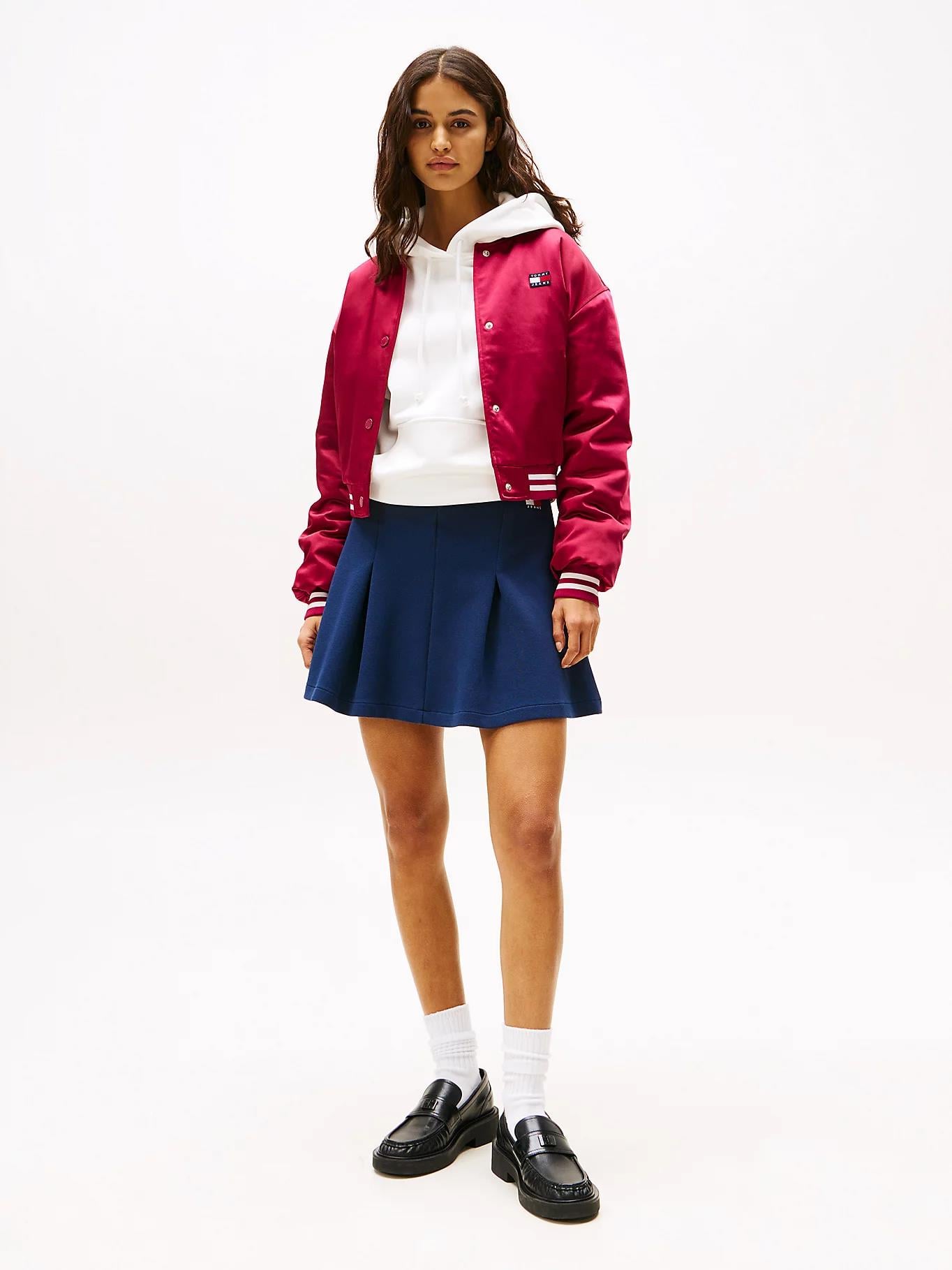 TOMMY HILFIGER Tommy Hilfiger Kadın Mini Pamuklu Kloş Lacivert Etek DW0DW20268-C1G