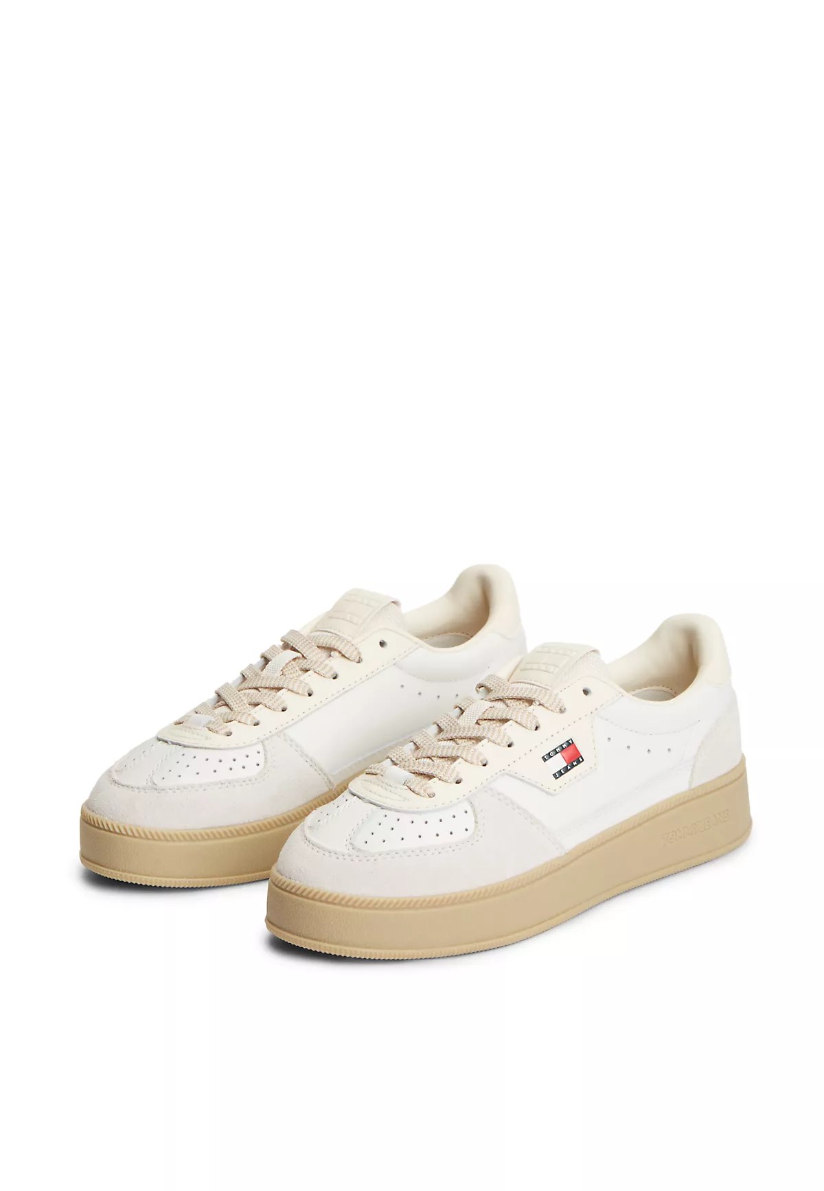 Tommy Hilfiger Tommy Hilfiger Kadın Monogram Logo Desenli Düşük Bilekli Rahat Taban Ekru Sneaker EN0EN03091-YBL