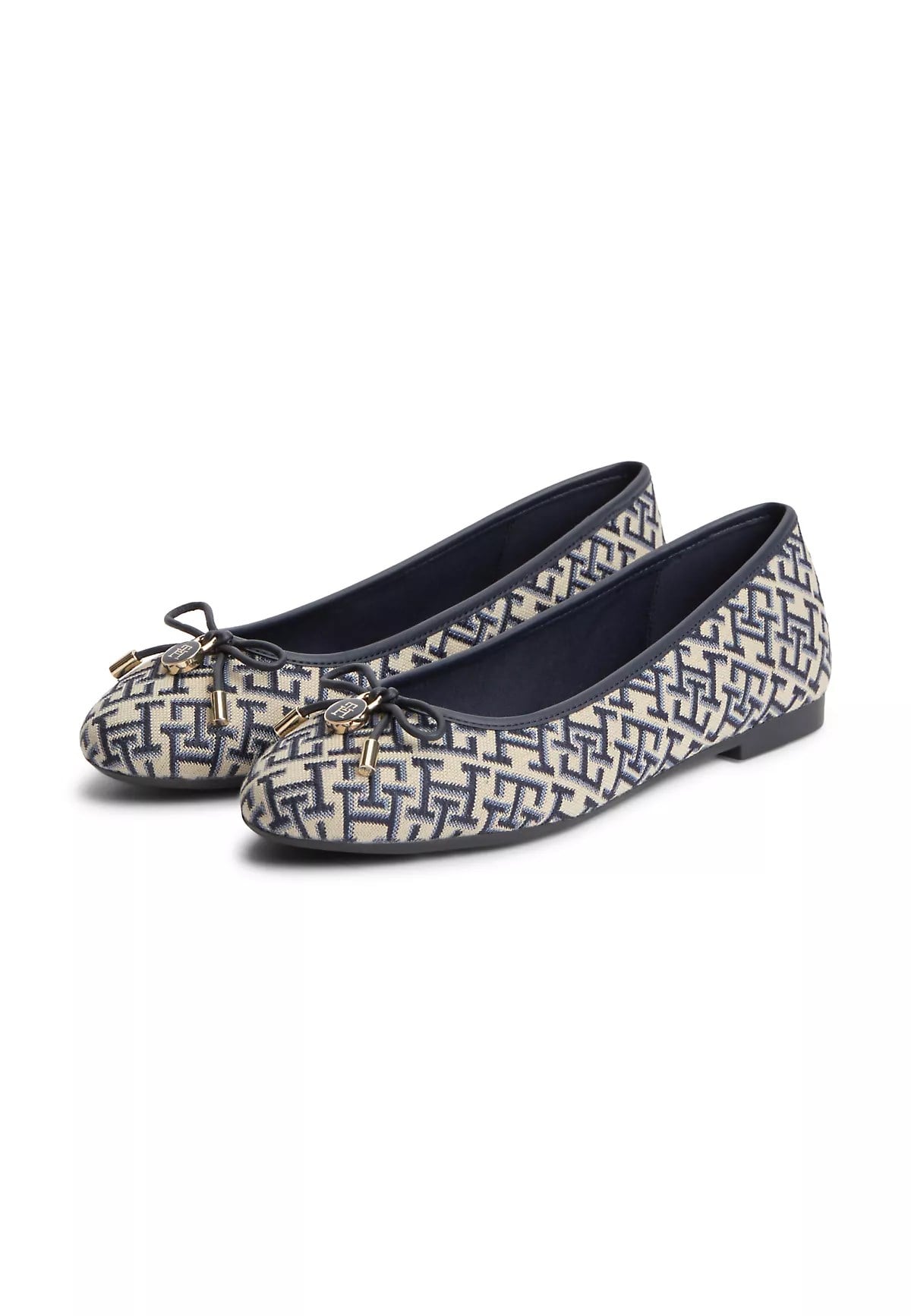 Tommy Hilfiger Tommy Hilfiger Kadın Monogram TH Logolu İnce Topuklu Yuvarlak Burunlu Lacivert Espadril FW0FW09504-DW6