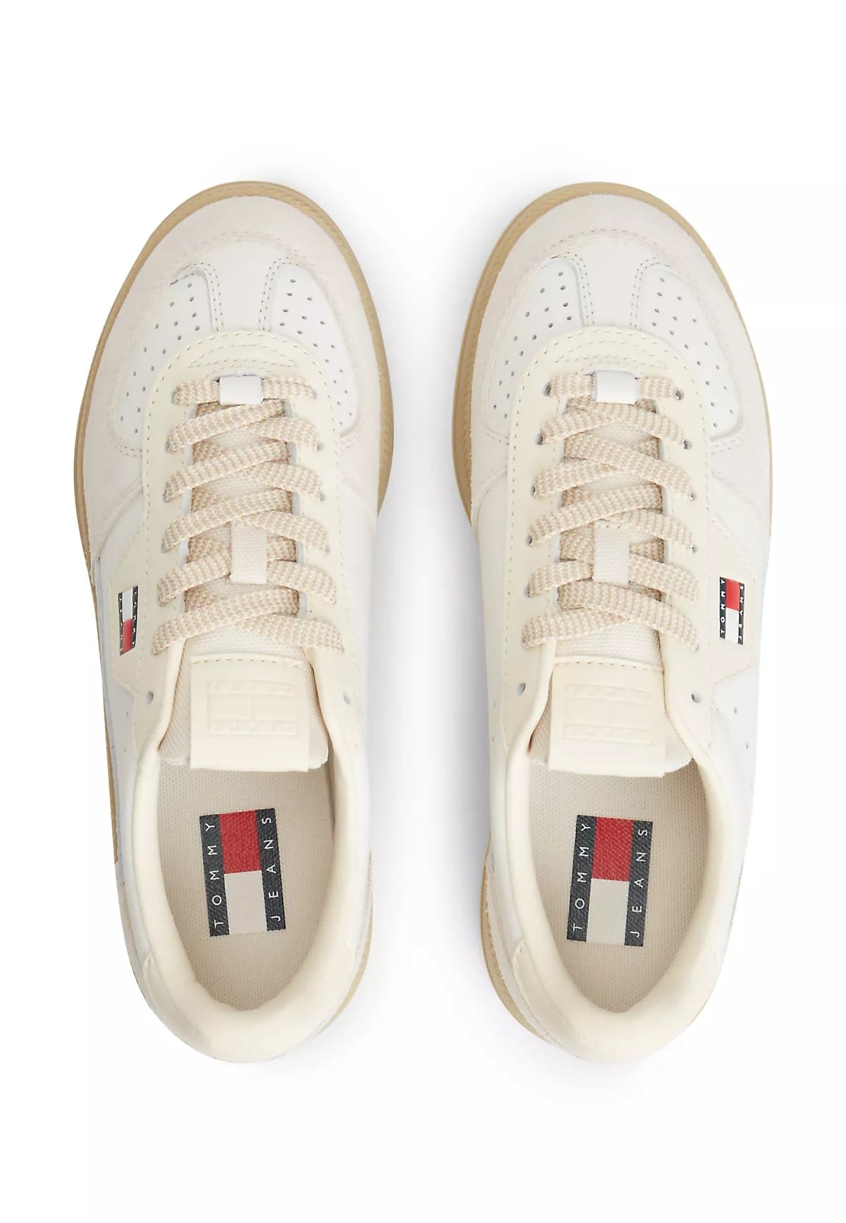 Tommy Hilfiger Tommy Hilfiger Kadın Monogram Logo Desenli Düşük Bilekli Rahat Taban Ekru Sneaker EN0EN03091-YBL