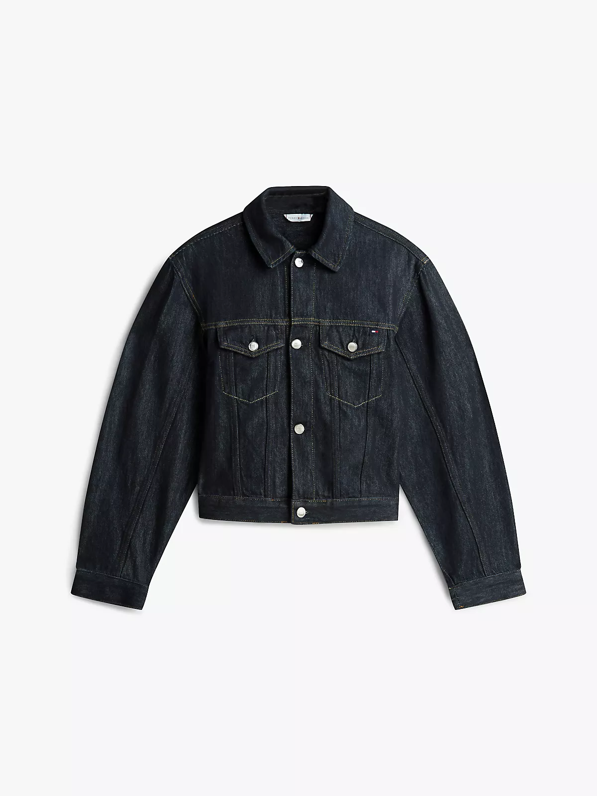 Tommy Hilfiger Tommy Hilfiger Kadın Normal Kalıp Hafif Düşük Omuzlu Uzun Kollu Pamuklu Denim Lacivert Ceket WW0WW49523-1AP