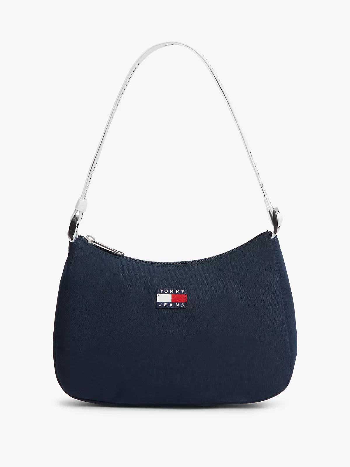 Tommy Hilfiger Tommy Hilfiger Kadın Omuzda Çapraz Askılı Fermuar Kapama Keten Kumaş Lacivert Omuz Çantası AW0AW18463-C1G