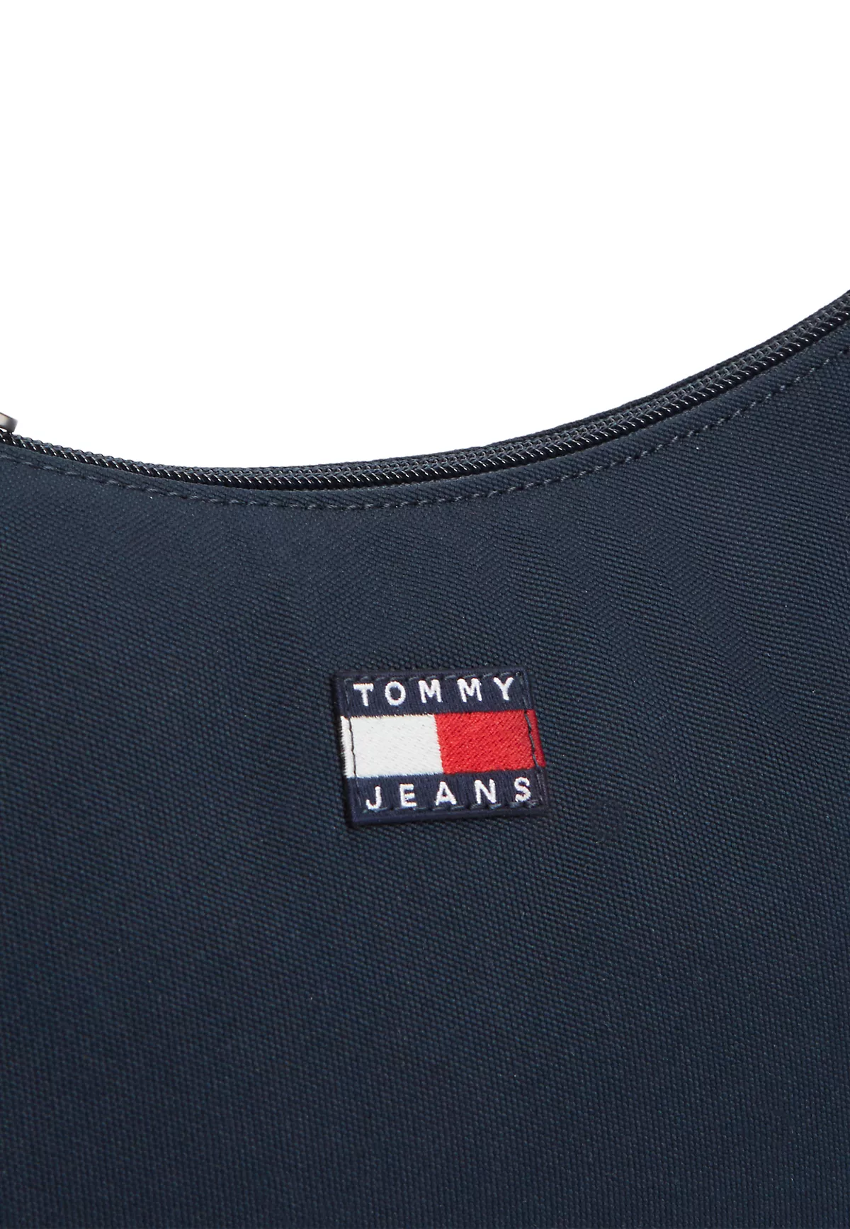 Tommy Hilfiger Tommy Hilfiger Kadın Omuzda Çapraz Askılı Fermuar Kapama Keten Kumaş Lacivert Omuz Çantası AW0AW18463-C1G