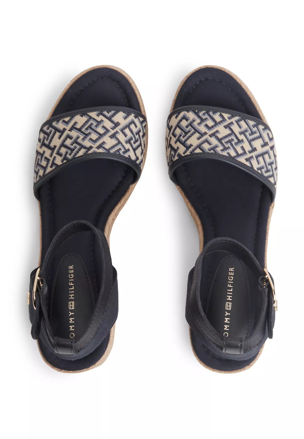 Tommy Hilfiger Tommy Hilfiger Kadın Orta Boy Platform Tabanlı TH Monogram Logolu Lacivert Sandalet FW0FW09519-DW6