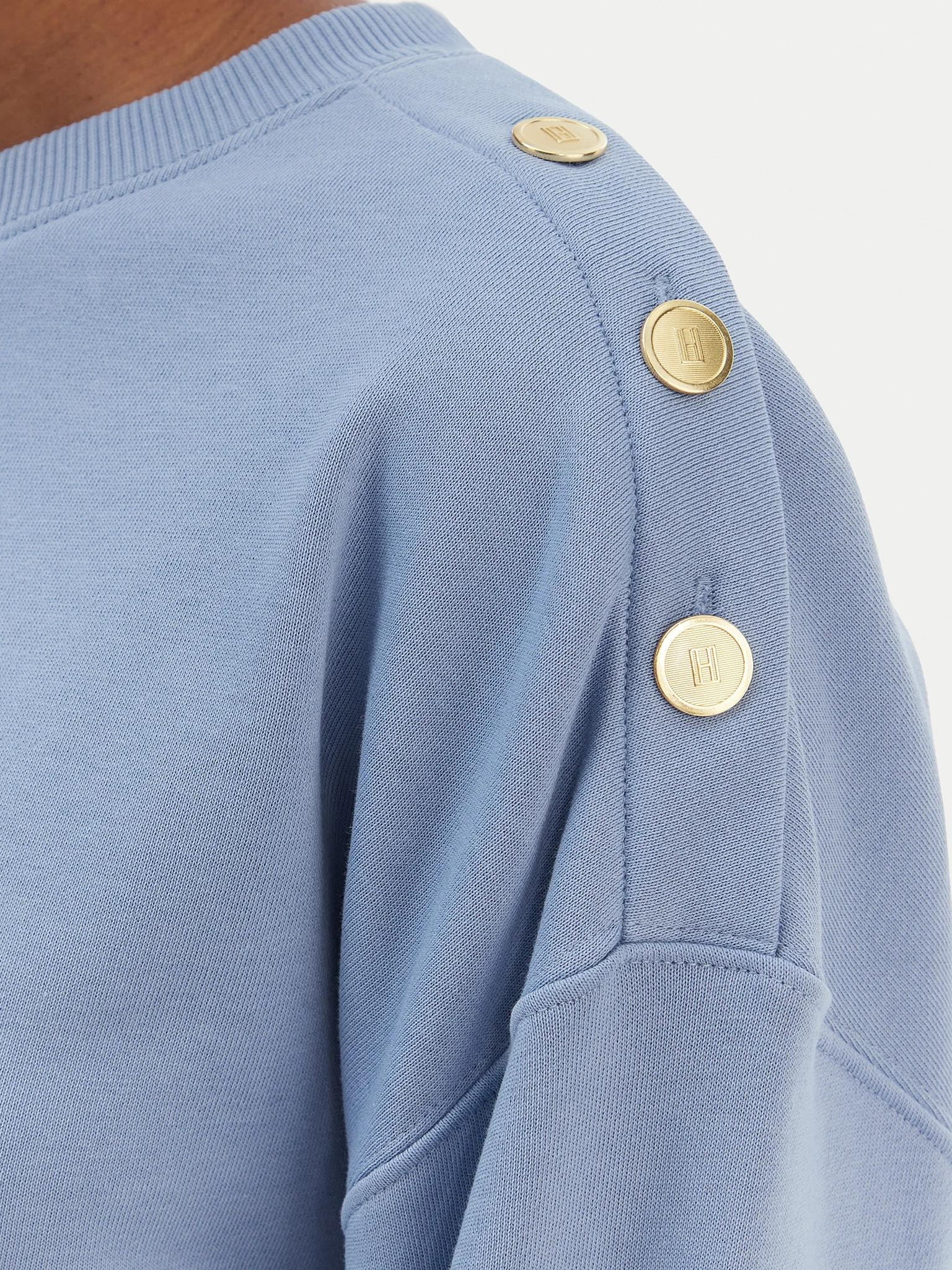 Tommy Hilfiger Tommy Hilfiger Kadın Pamuklu Bisiklet Yaka Uzun Kollu Açık Mavi Sweatshirt WW0WW48783-C33