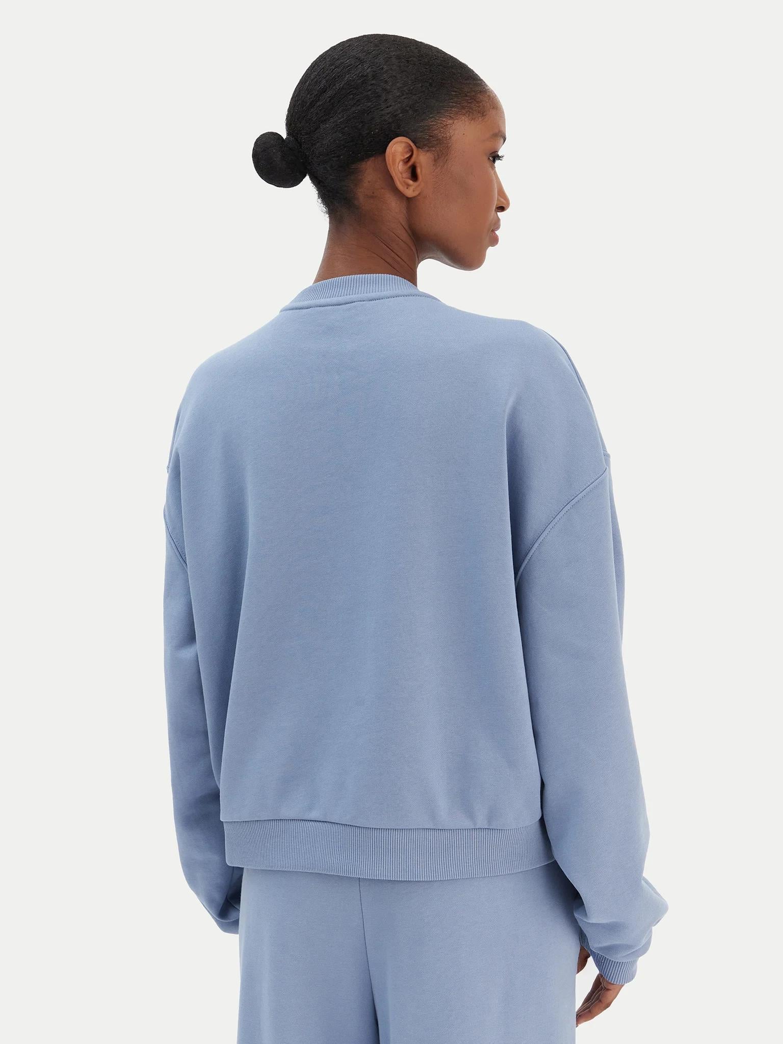Tommy Hilfiger Tommy Hilfiger Kadın Pamuklu Bisiklet Yaka Uzun Kollu Açık Mavi Sweatshirt WW0WW48783-C33