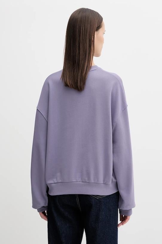 Tommy Hilfiger Tommy Hilfiger Kadın Pamuklu Rahat Kalıp Yuvarlak Yakalı Düşük Omuzlu Mor Sweatshirt WW0WW48269-W0G