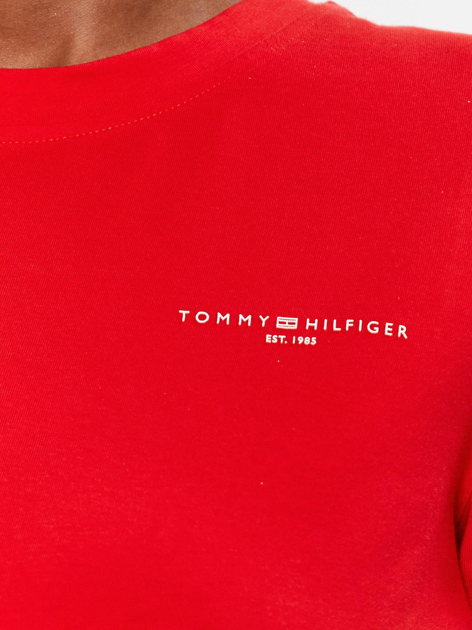 Tommy Hilfiger Tommy Hilfiger Kadın Pamuklu Yuvarlak Yaka Marka Logolu Kırmızı T-Shirt WW0WW37877-SNE