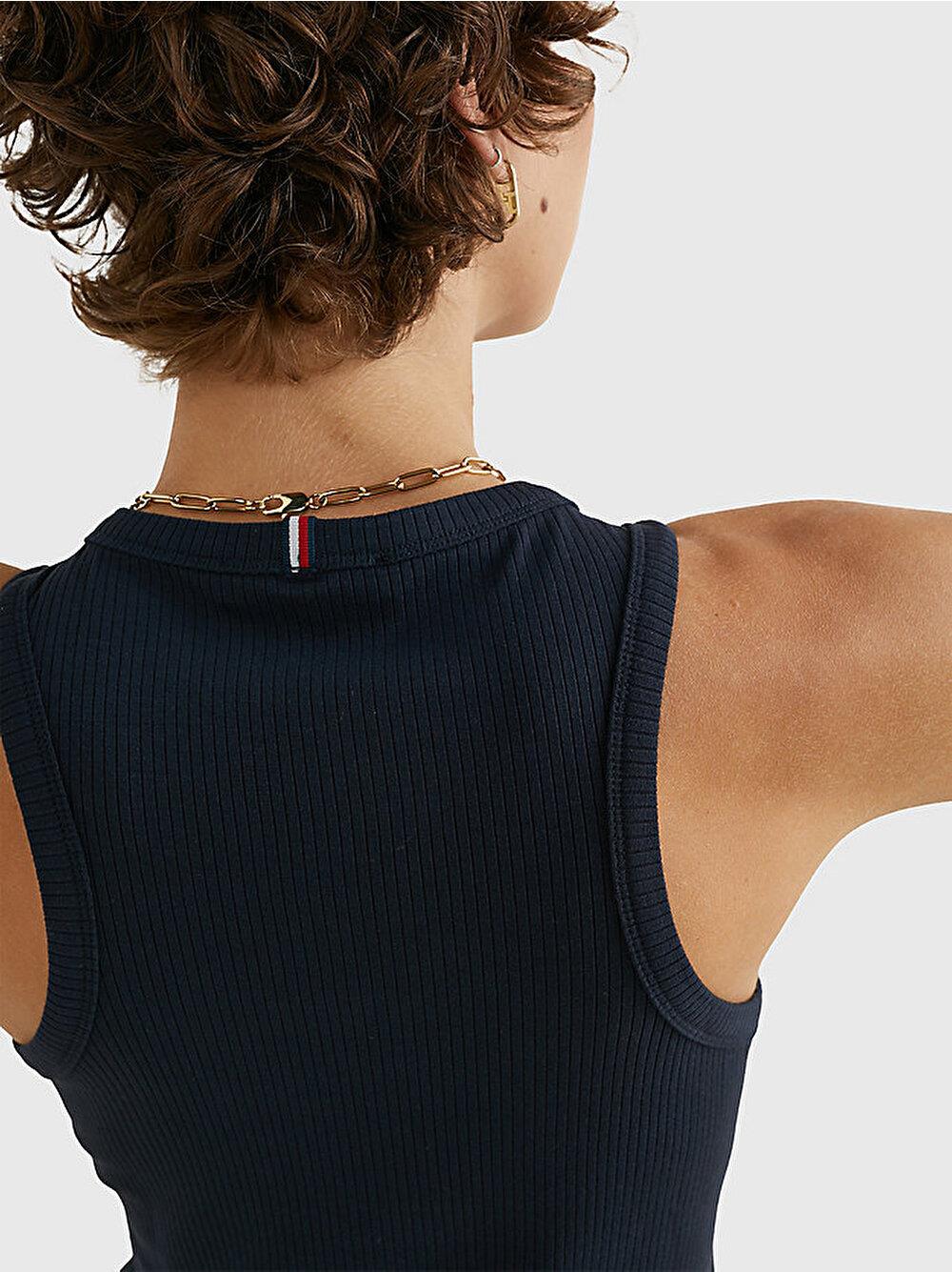 Tommy Hilfiger Tommy Hilfiger Kadın Pamuklu Yuvarlak Kolsuz Günlük Lacivert2 Spor Atlet WW0WW38635-DW5