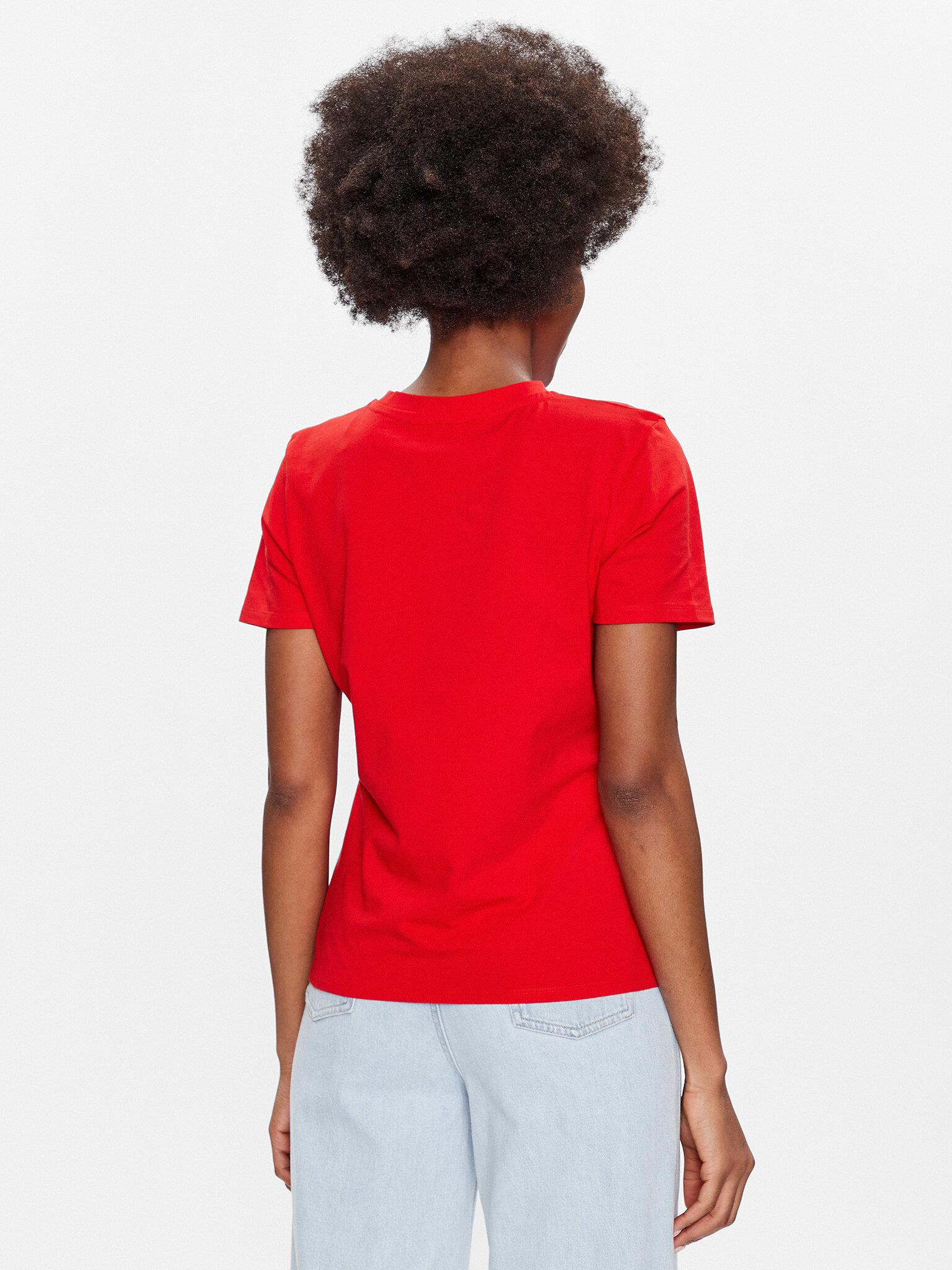 Tommy Hilfiger Tommy Hilfiger Kadın Pamuklu Yuvarlak Yaka Marka Logolu Kırmızı T-Shirt WW0WW37877-SNE