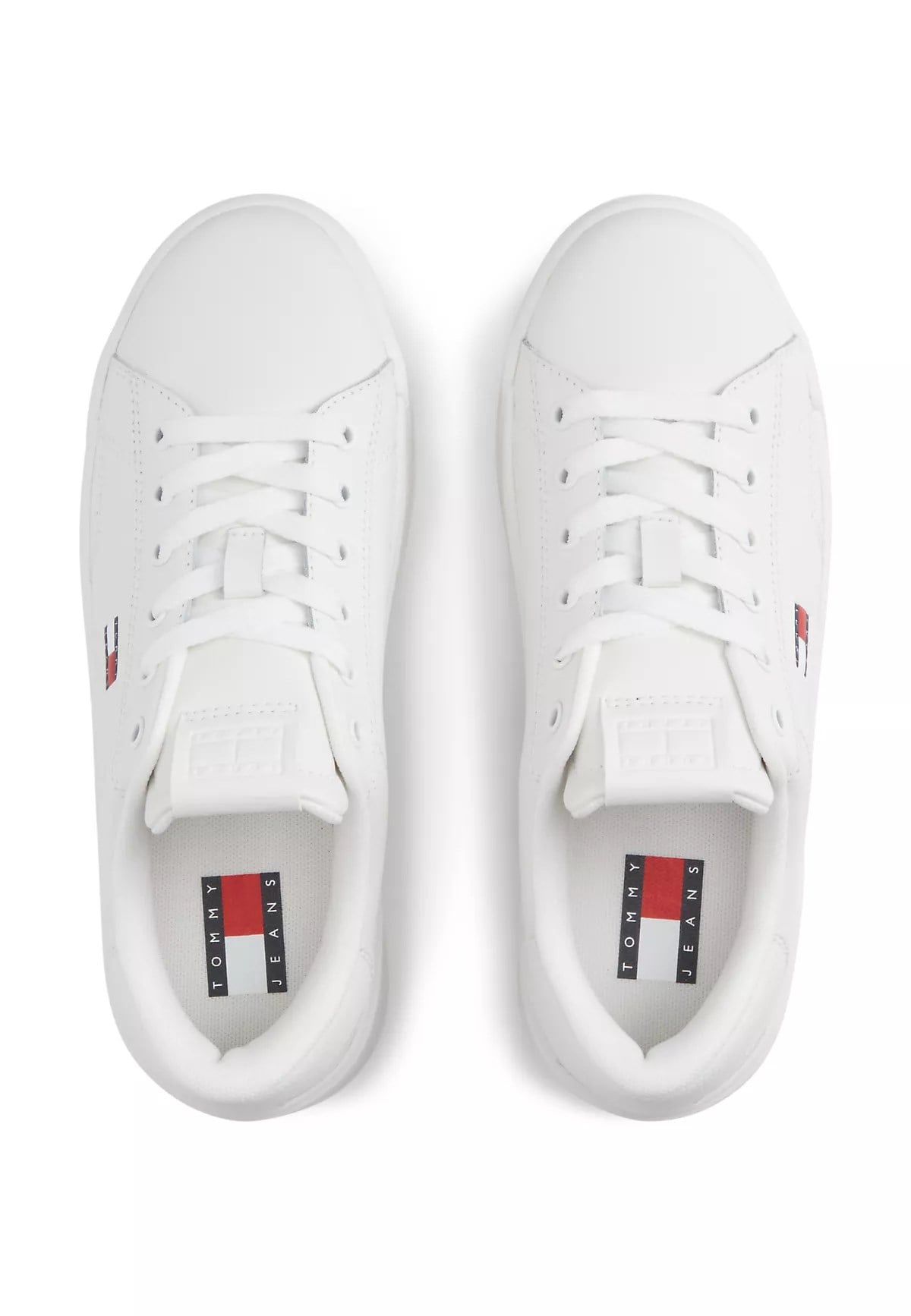 Tommy Hilfiger Tommy Hilfiger Kadın Platform Tabanlı Düşük Bilekli Logo Detaylı Deri Beyaz Sneaker EN0EN02961-YBL