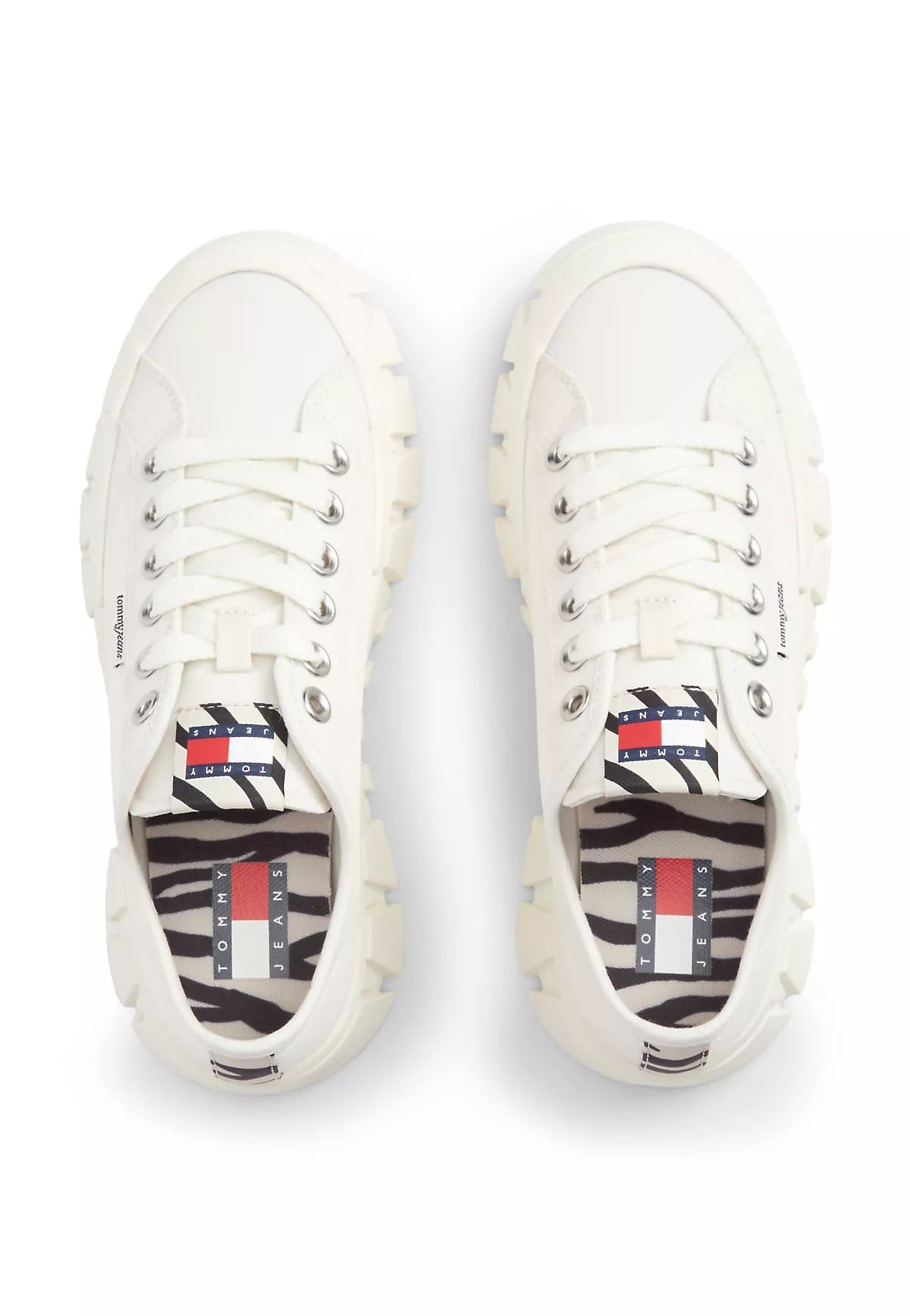 Tommy Hilfiger Tommy Hilfiger Kadın Platform Tabanlı Düşük Bilekli Desenli Ekru Sneaker EN0EN03070-YBI
