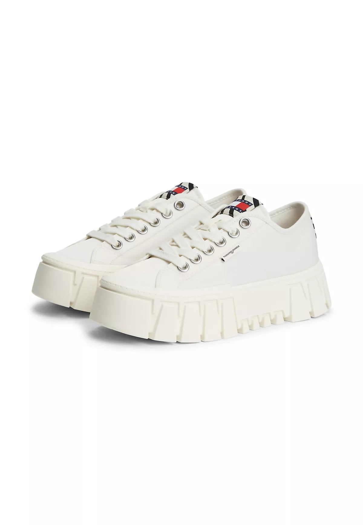 Tommy Hilfiger Tommy Hilfiger Kadın Platform Tabanlı Düşük Bilekli Desenli Ekru Sneaker EN0EN03070-YBI