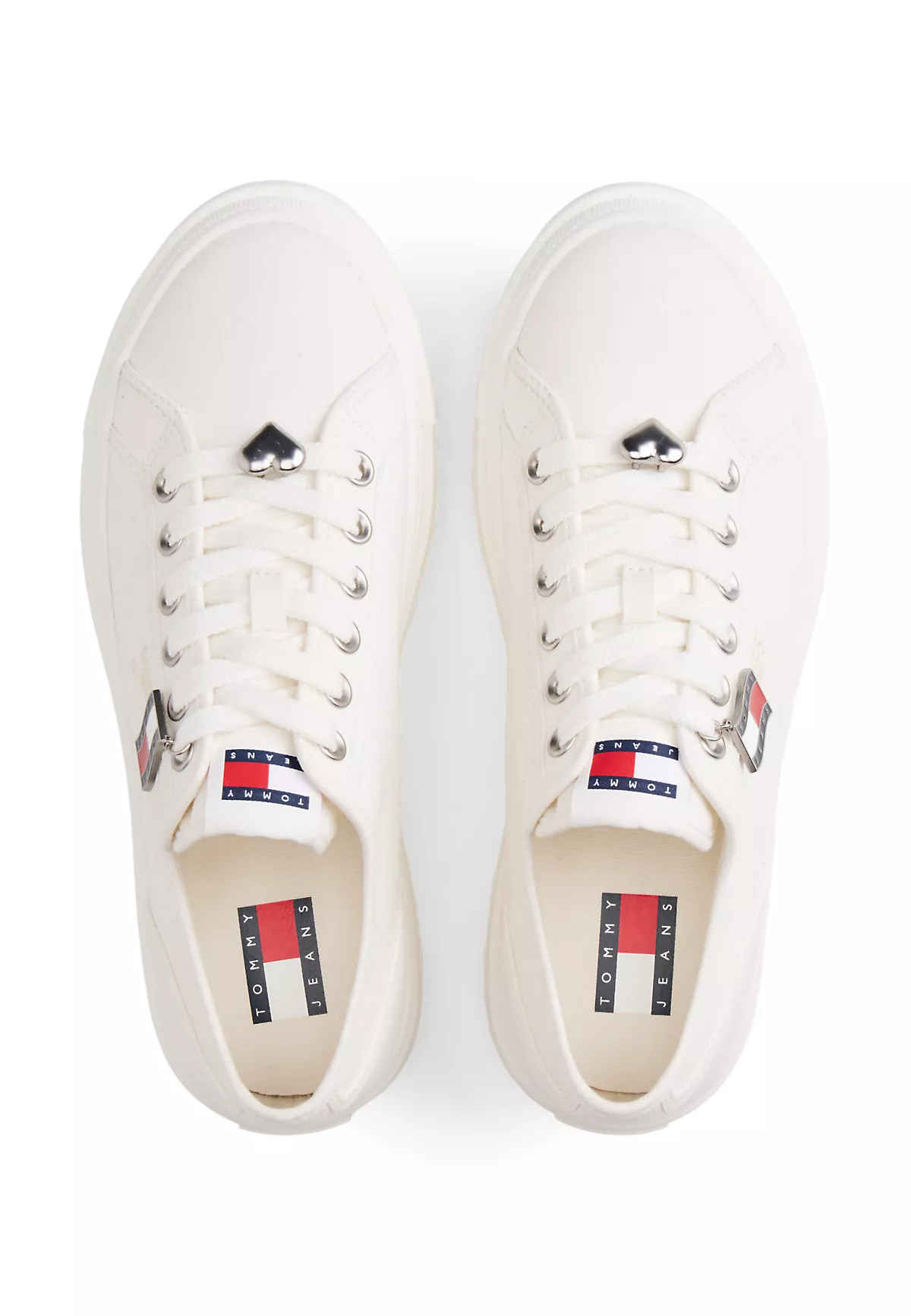 Tommy Hilfiger Tommy Hilfiger Kadın Platform Tabanlı TH Bayrak Logo Etiketli Beyaz Sneaker EN0EN02959-YBL