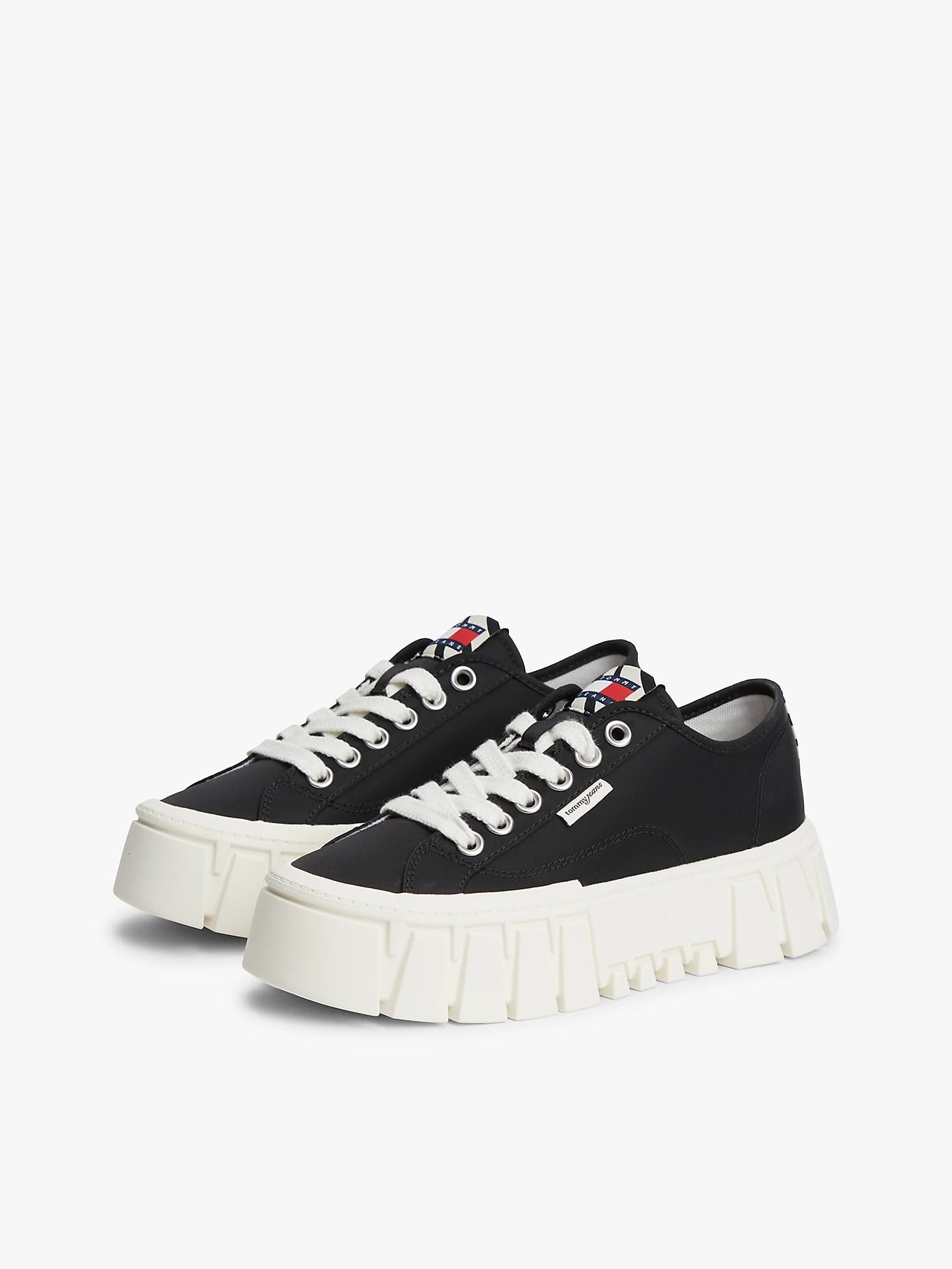 Tommy Hilfiger Tommy Hilfiger Kadın Platform Tabanlı Düşük Bilekli Desenli Siyah Sneaker EN0EN03070-BDS