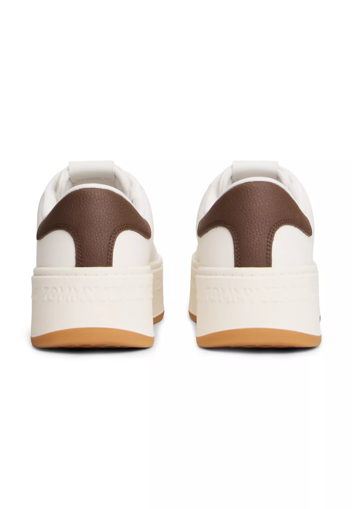 Tommy Hilfiger Tommy Hilfiger Kadın Platform Tabanlı Düşük Bilekli Logo Detaylı Deri Beyaz-Kahverengi Sneaker EN0EN02961-0HH