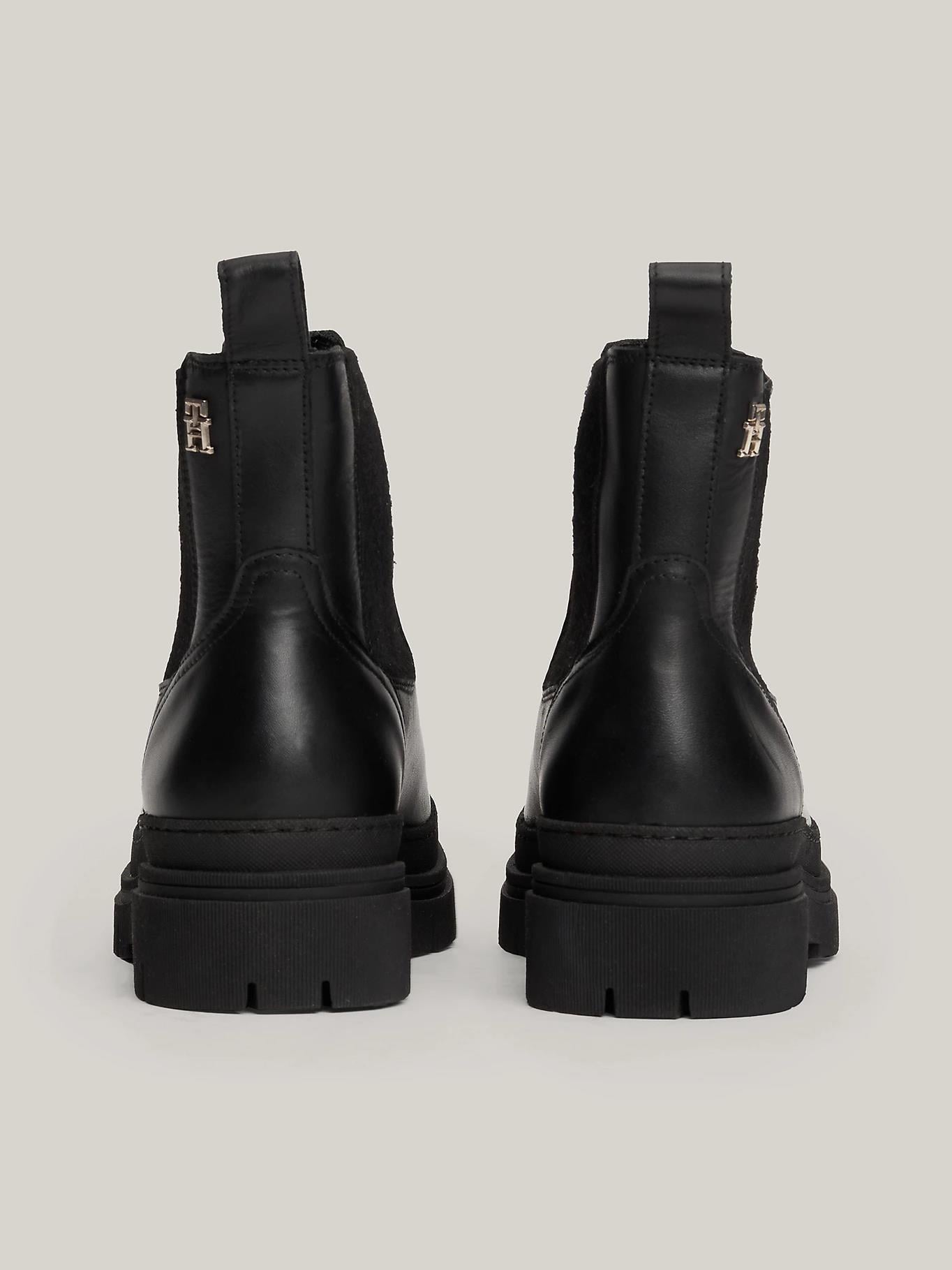 Tommy Hilfiger Tommy Hilfiger Kadın Rahat Taban Deri Düz Taban Siyah Bot & Bootie FW0FW08448-BDS