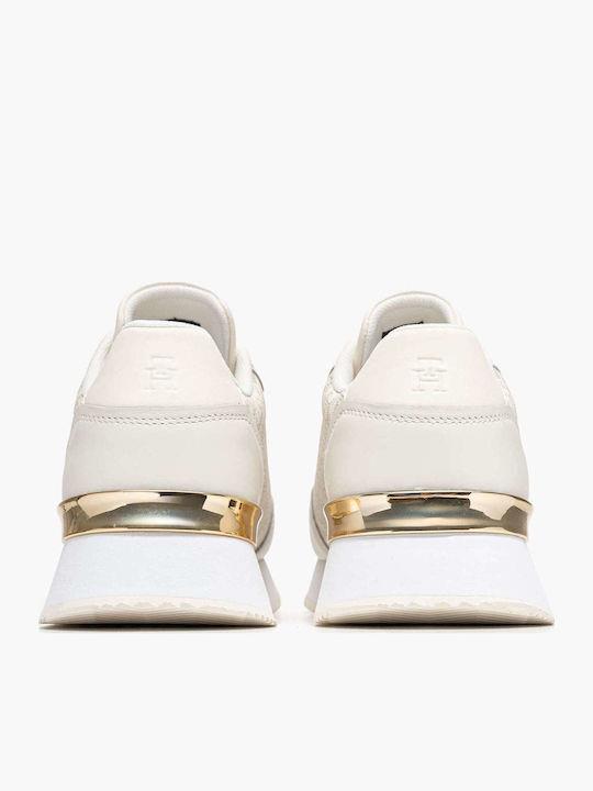 Tommy Hilfiger Tommy Hilfiger Kadın Rahat Taban TH monogram Logolu Deri Beyaz Sneaker FW0FW09051-YA8