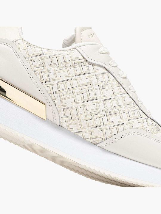 Tommy Hilfiger Tommy Hilfiger Kadın Rahat Taban TH monogram Logolu Deri Beyaz Sneaker FW0FW09051-YA8