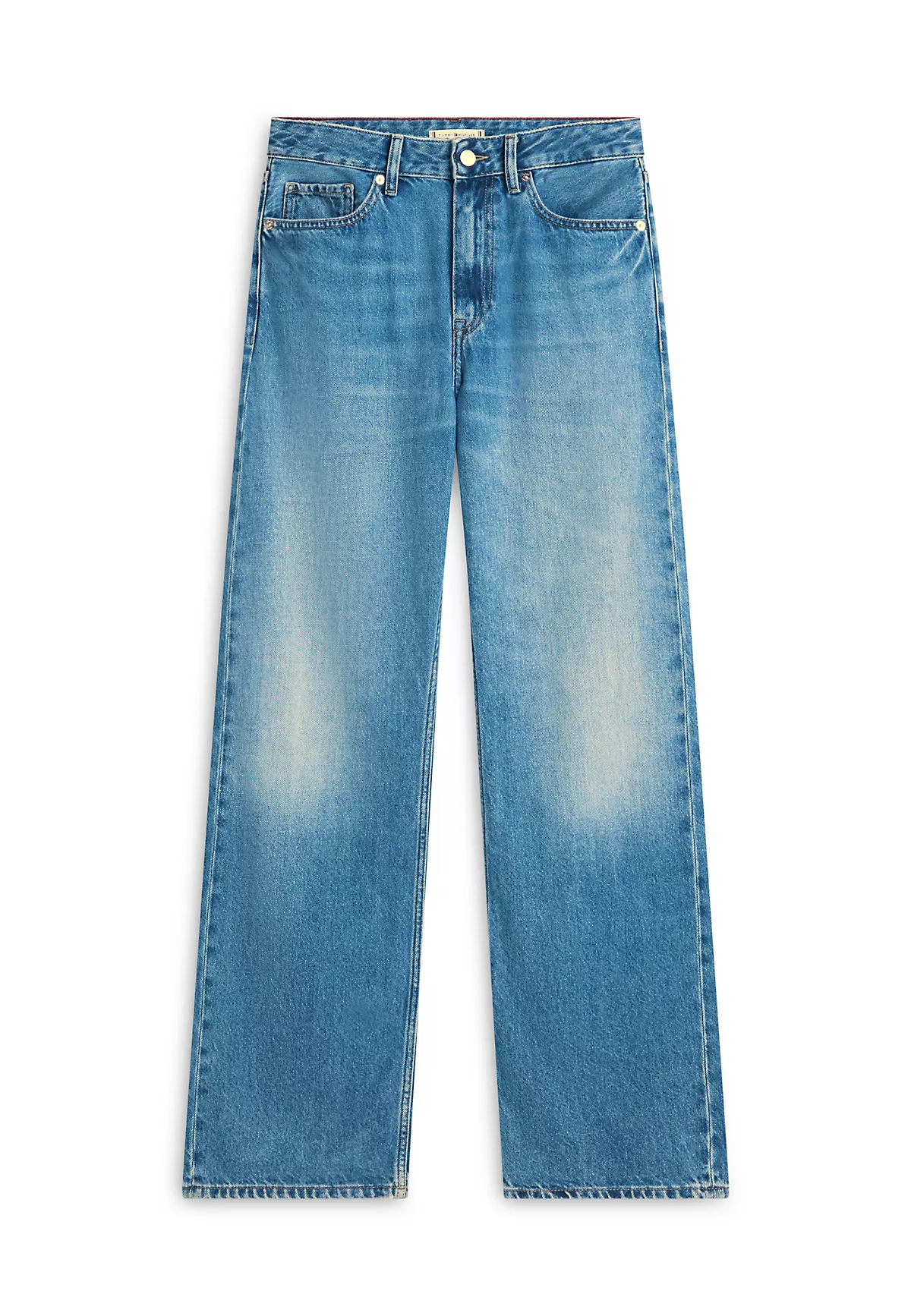 Tommy Hilfiger Tommy Hilfiger Kadın Rahat Kalıp Geniş Paçalı Pamuklu Denim Mavi Jeans WW0WW50621-1A7