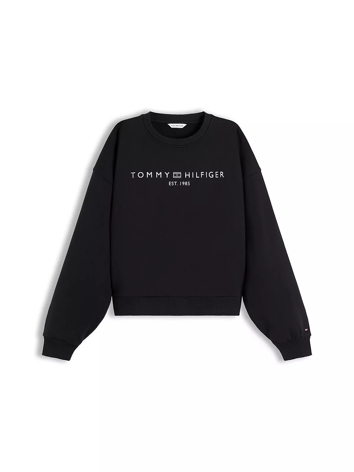 Tommy Hilfiger Tommy Hilfiger Kadın Regular Fit Pamuklu Bisiklet Yaka Uzun Kollu Siyah Sweatshirt WW0WW47831-BDS