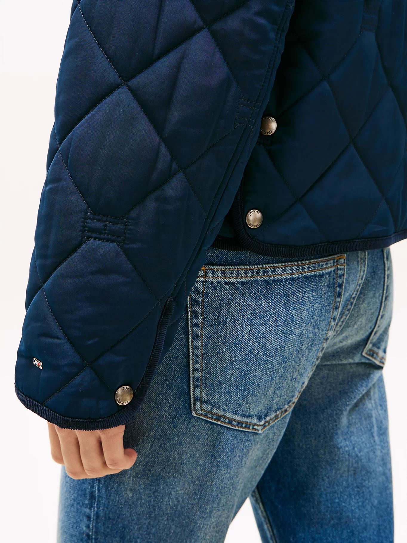 Tommy Hilfiger Tommy Hilfiger Kadın Regular Fit Su Geçirmez Kapitone Desenli Uzun Kollu Lacivert Ceket WW0WW47998-C1G