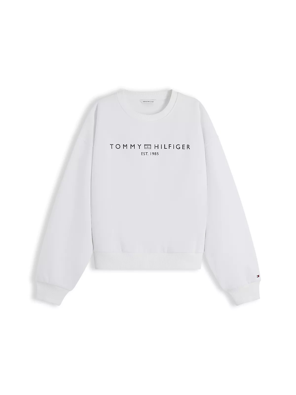 Tommy Hilfiger Tommy Hilfiger Kadın Regular Fit Pamuklu Bisiklet Yaka Uzun Kollu Beyaz Sweatshirt WW0WW47831-YCF