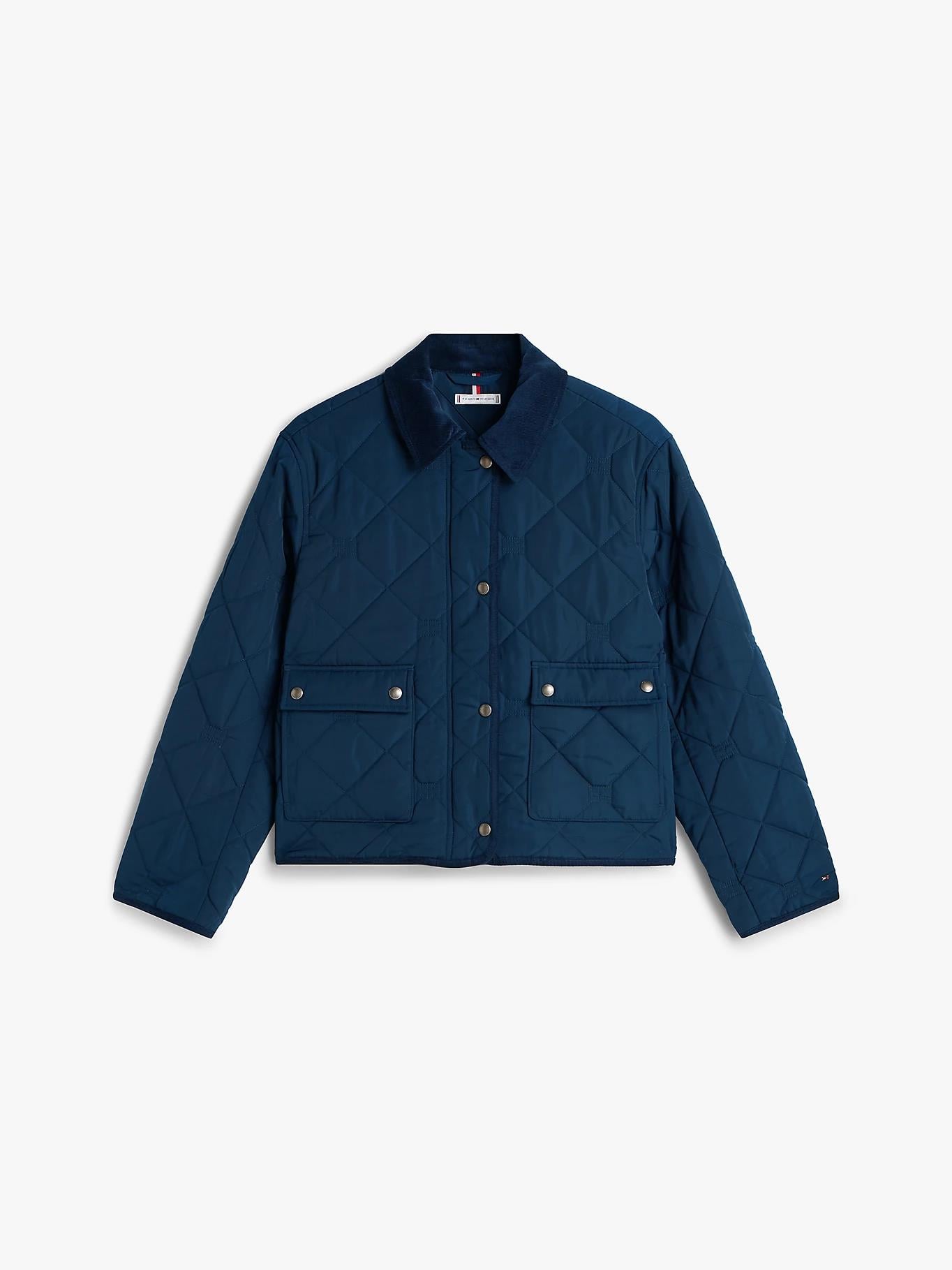 Tommy Hilfiger Tommy Hilfiger Kadın Regular Fit Su Geçirmez Kapitone Desenli Uzun Kollu Lacivert Ceket WW0WW47998-C1G
