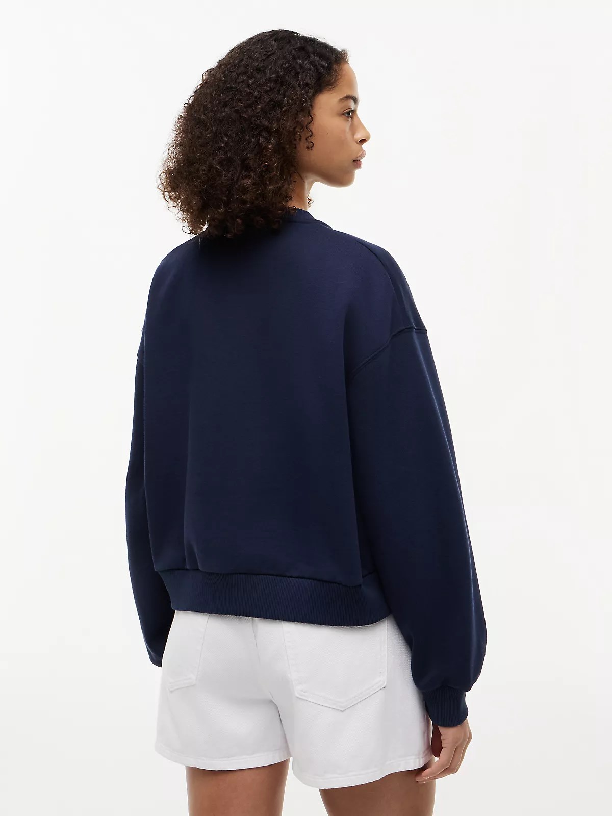 Tommy Hilfiger Tommy Hilfiger Kadın Regular Fit Pamuklu Bisiklet Yaka Uzun Kollu Mavi Sweatshirt WW0WW47831-C1G