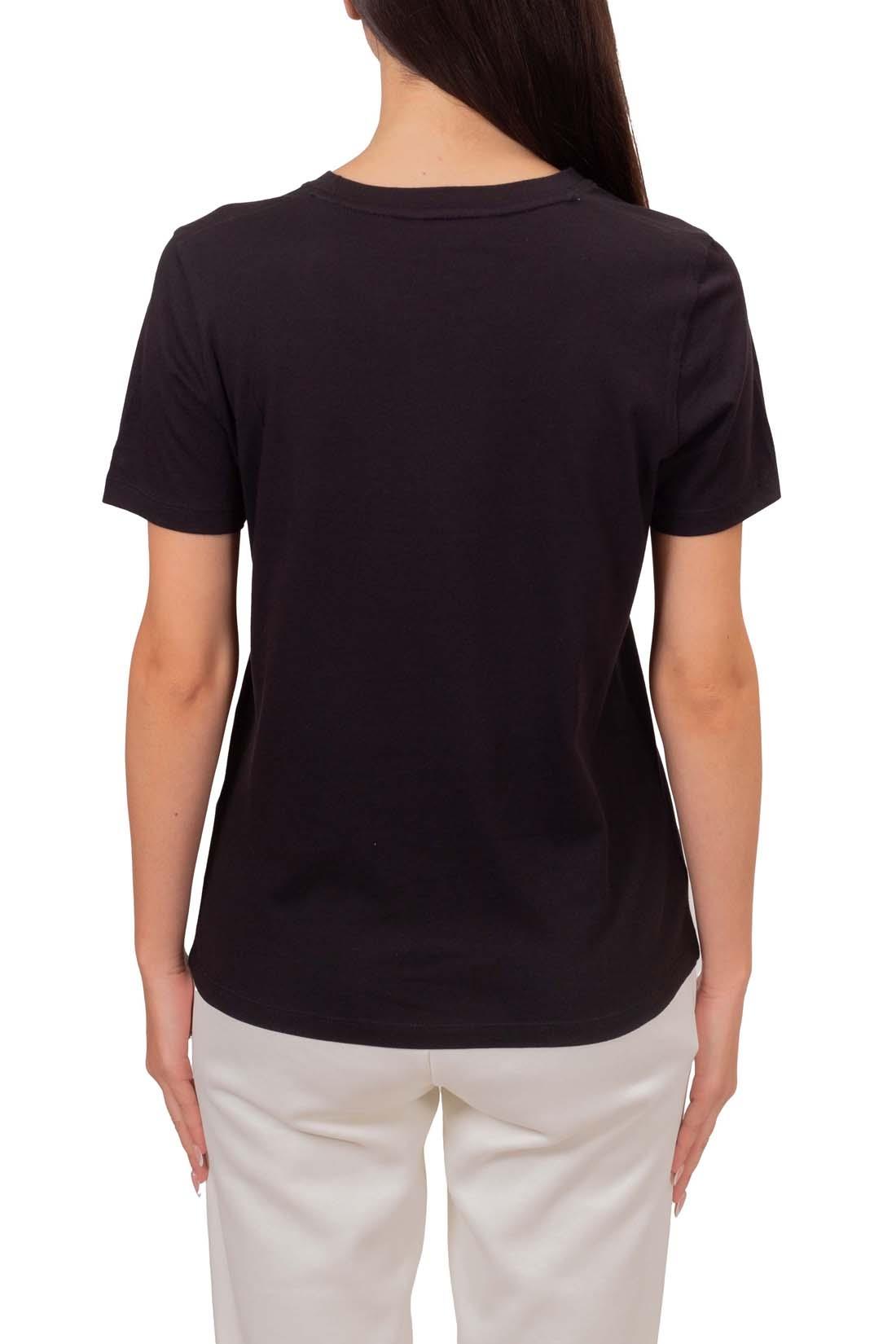 TOMMY HILFIGER Tommy Hilfiger Kadın Saf Pamuklu Yuvarlak Yaka Göğüste Logolu Kısa Kollu Siyah Bluz WW0WW40276-BDS