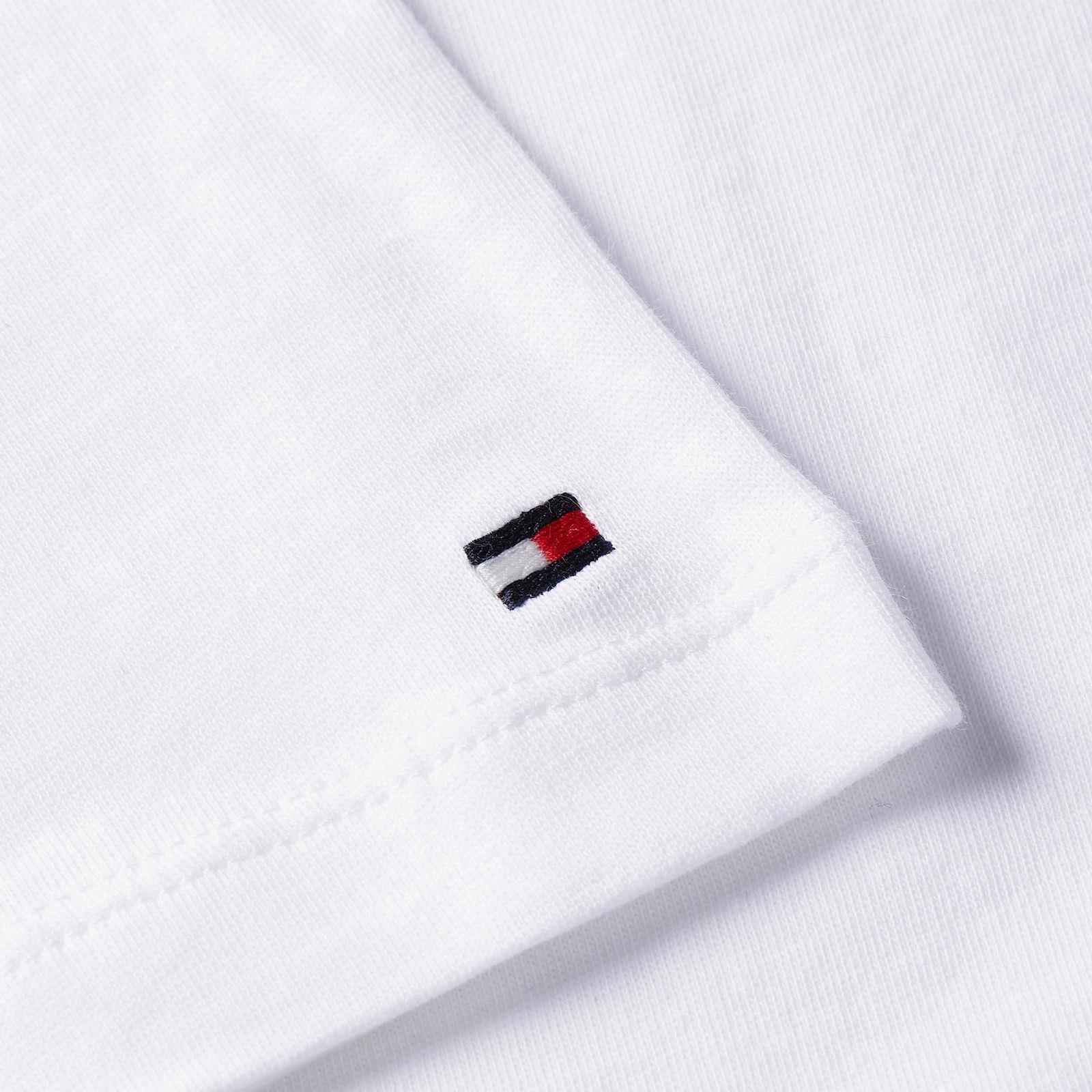 TOMMY HILFIGER Tommy Hilfiger Kadın Saf Pamuklu Yuvarlak Yaka Göğüste Logolu Kısa Kollu Beyaz Bluz WW0WW40276-YCF