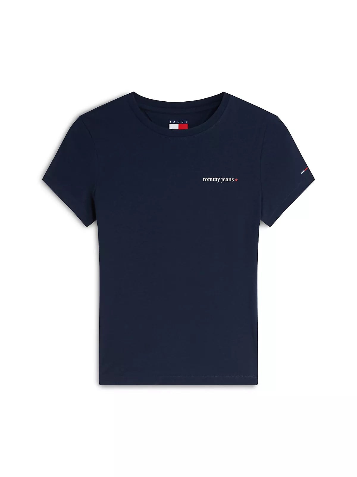 Tommy Hilfiger Tommy Hilfiger Kadın Slim Fit Yuvarlak Yakalı Pamuklu Logo İmzalı Kısa Kollu Lacivert T-Shirt DW0DW23479-C1G